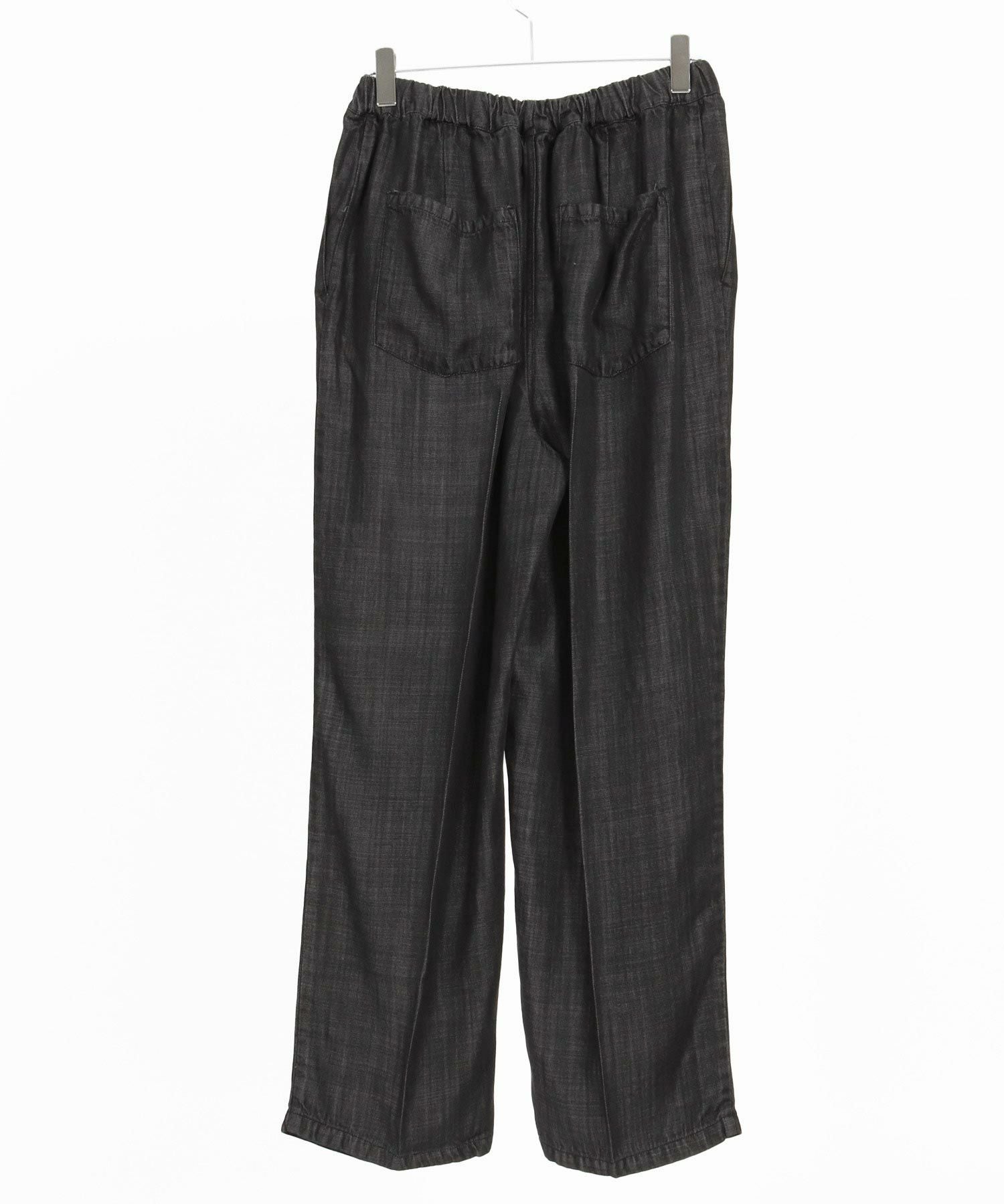 30%OFF【CAMBIO(カンビオ)】Silky Denim Two Tuck Wide Straight Pants