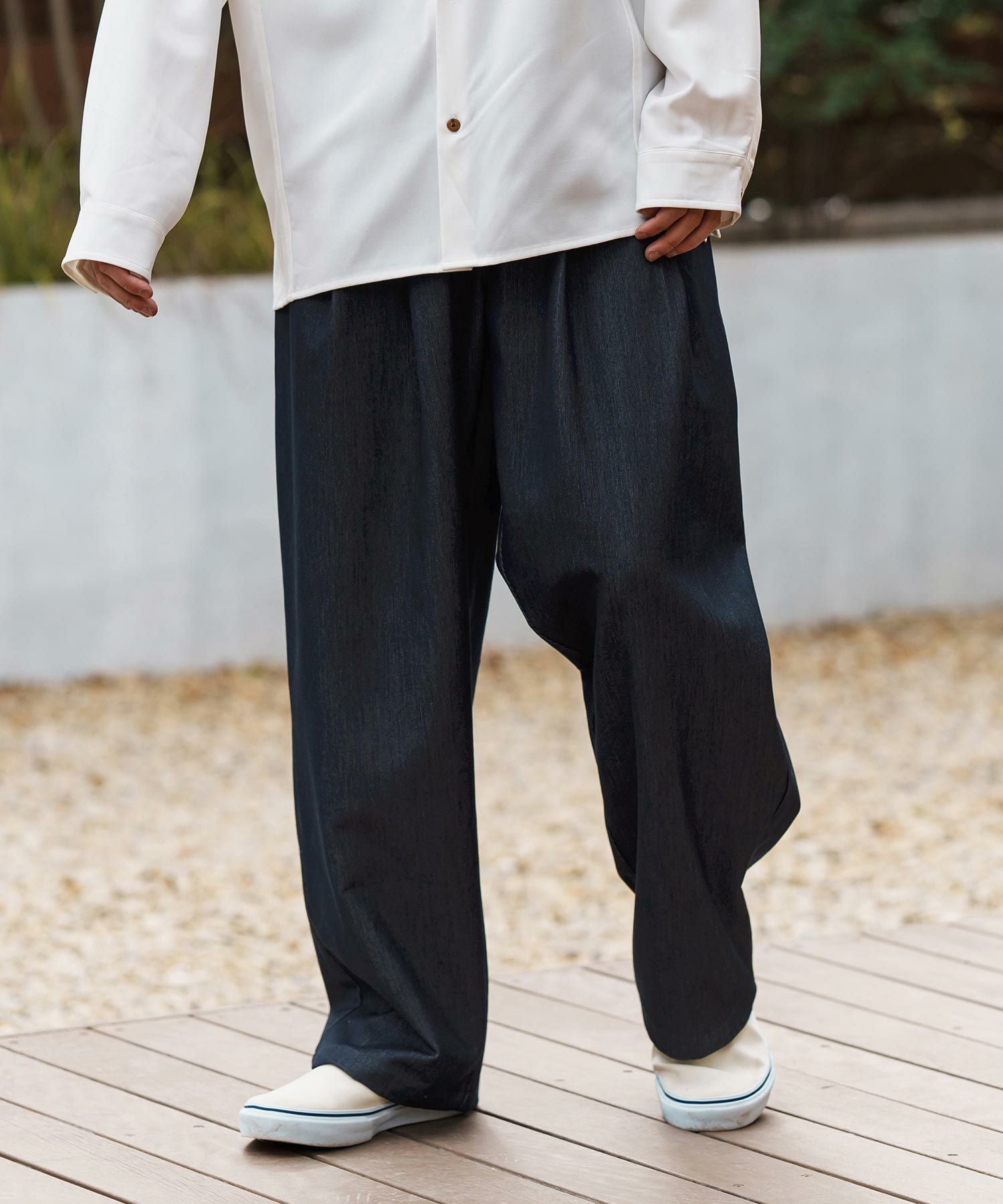 30%OFF【CAMBIO(カンビオ)】Ripstop Like Denim Two Tuck Wide