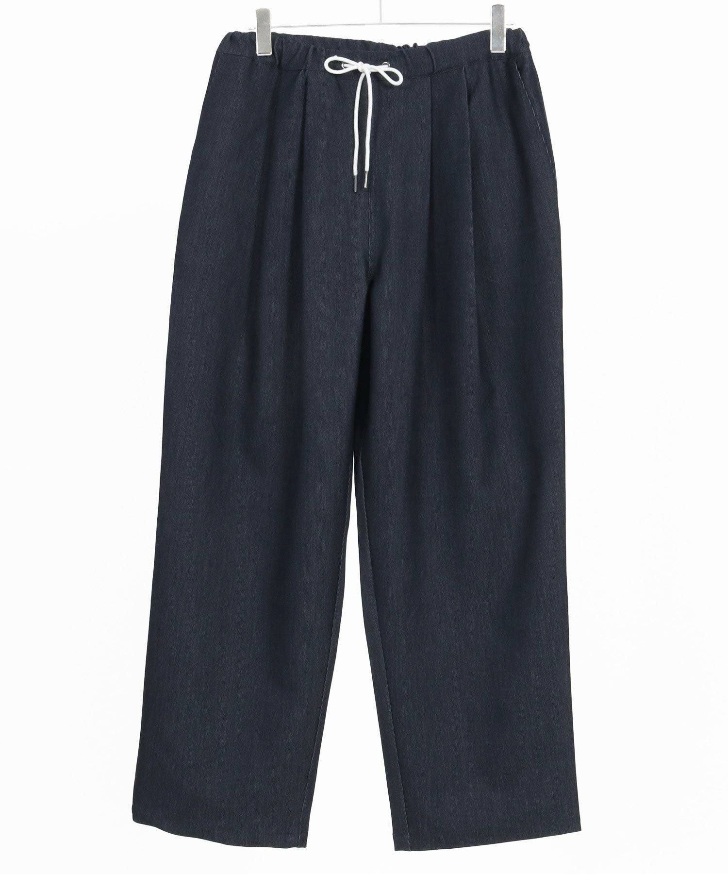 CAMBIO(カンビオ)】Ripstop Like Denim Two Tuck Wide Straight Pants
