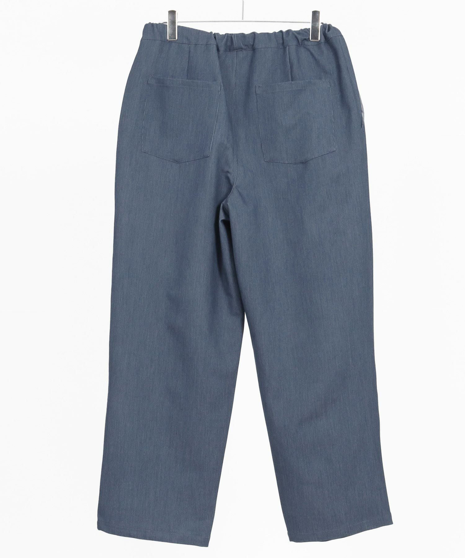 CAMBIO(カンビオ)】Ripstop Like Denim Two Tuck Wide Straight Pants