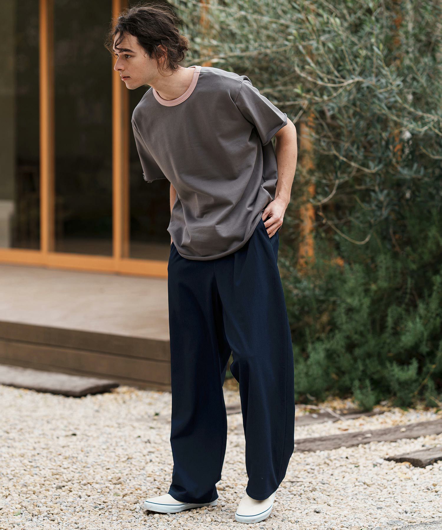 50%OFF【CAMBIO(カンビオ)】Seersucker Wide Straight Pants ワイド