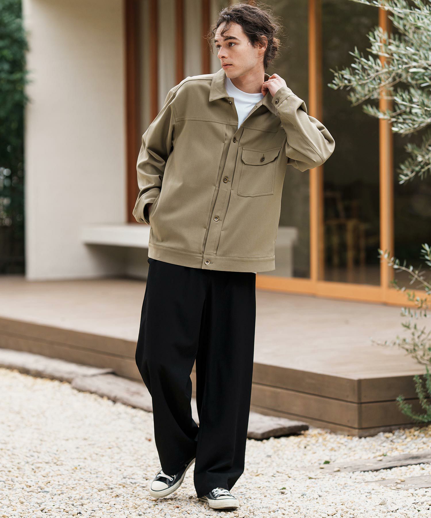 CAMBIO(カンビオ)】Seersucker Wide Straight Pants ワイドストレート