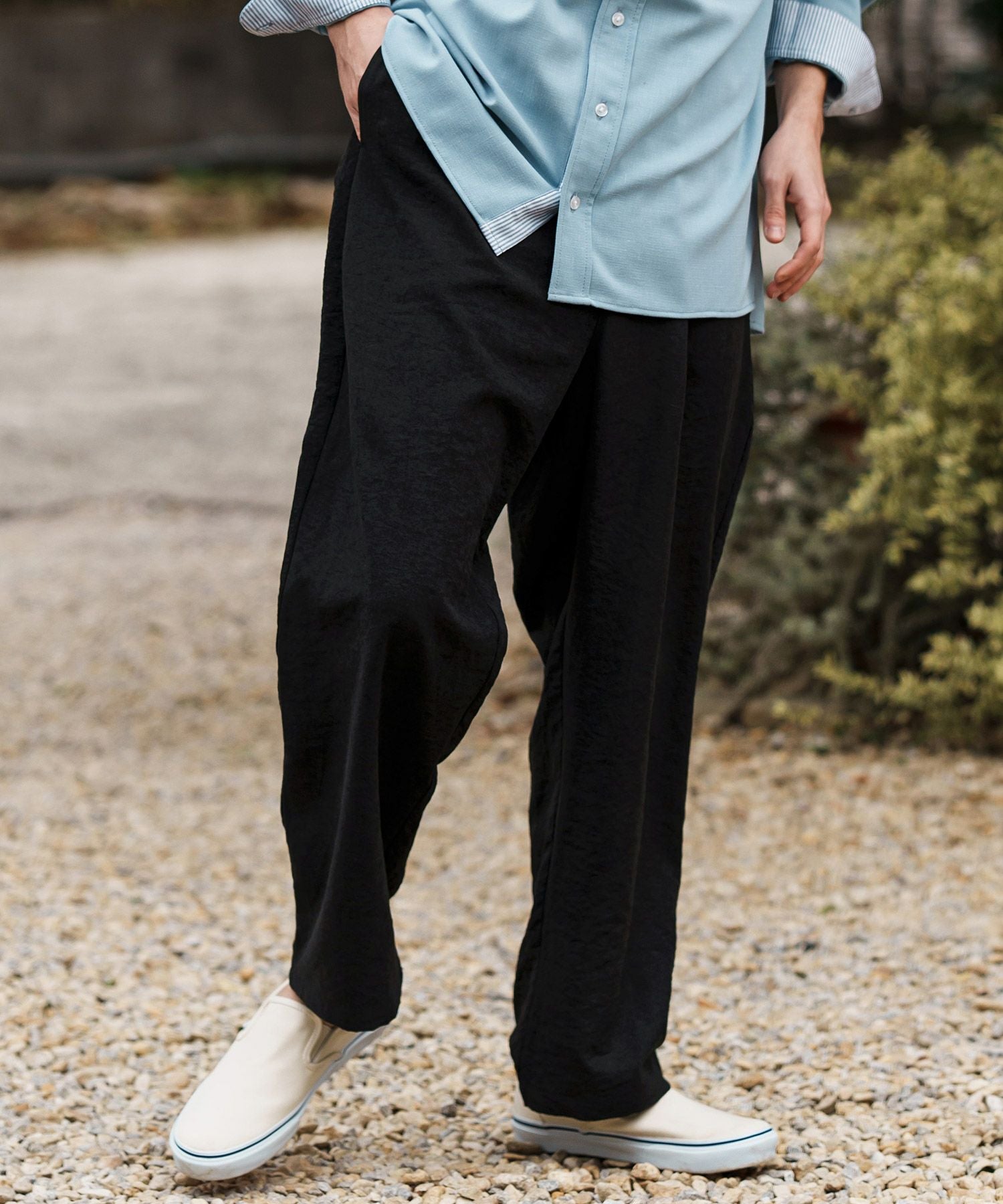 CAMBIO(カンビオ)】Peach Skin Wide Straight Pants ワイドストレート