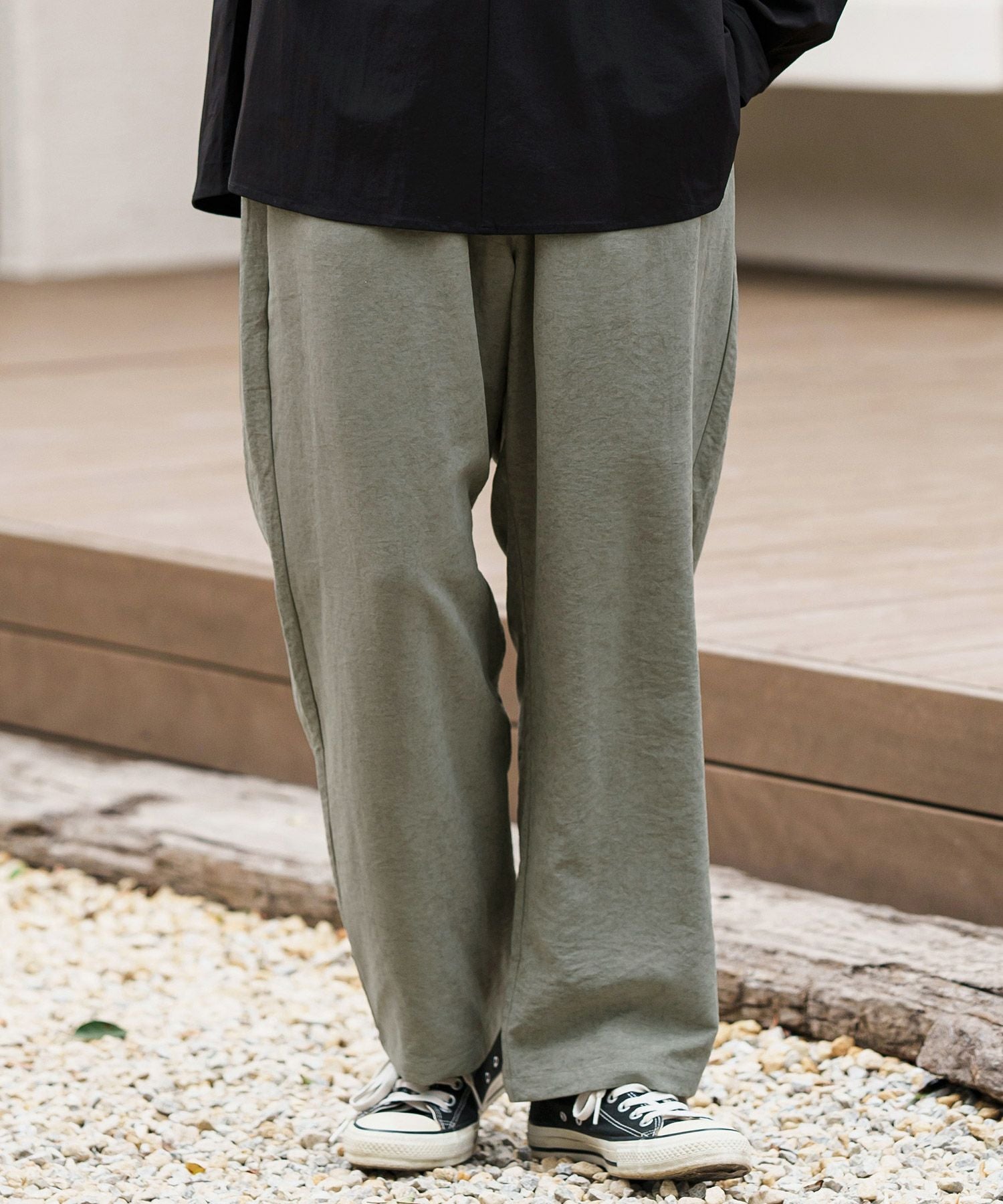 30%OFF【CAMBIO(カンビオ)】Peach Skin Wide Straight Pants ワイド