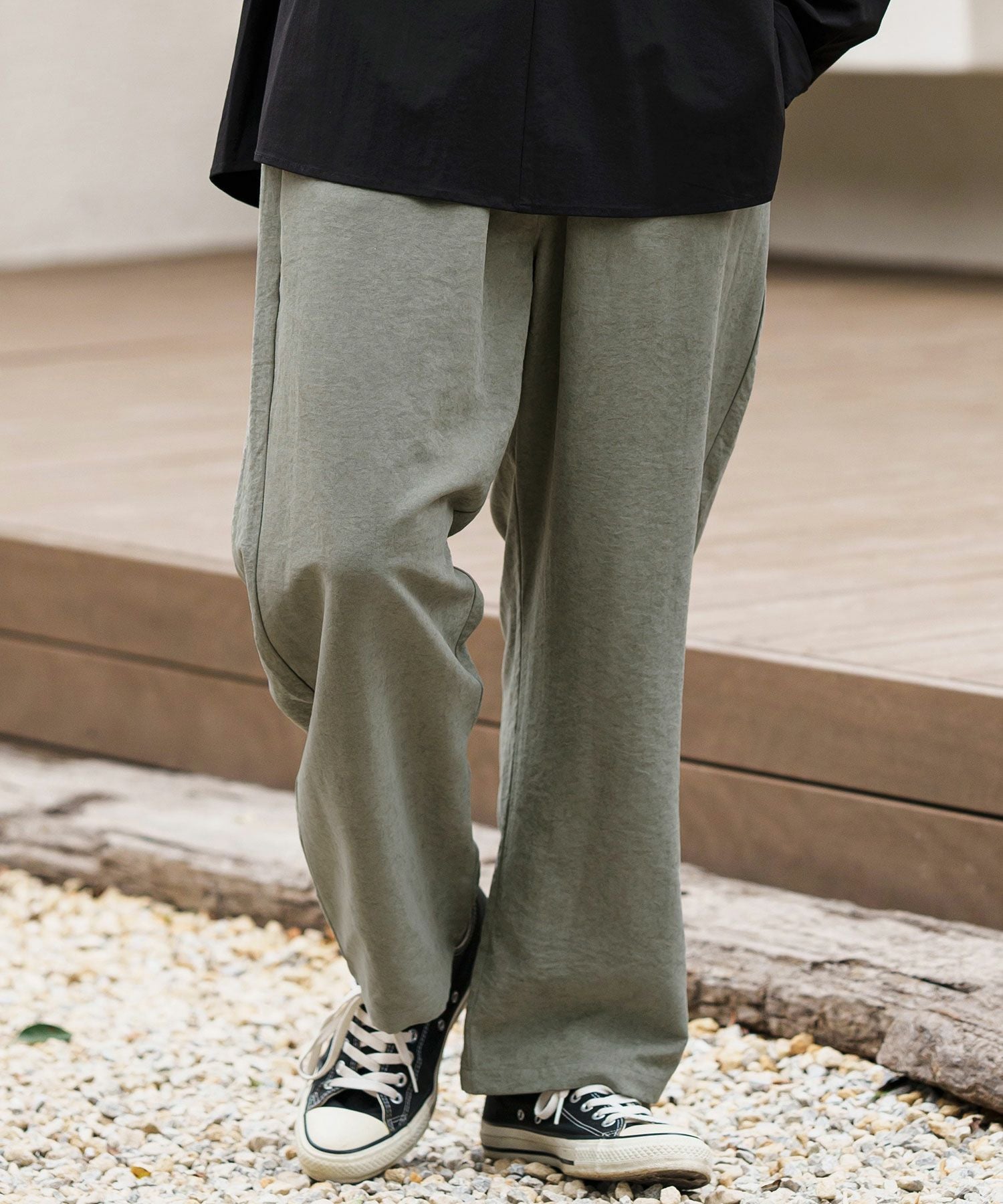 30%OFF【CAMBIO(カンビオ)】Peach Skin Wide Straight Pants ワイド