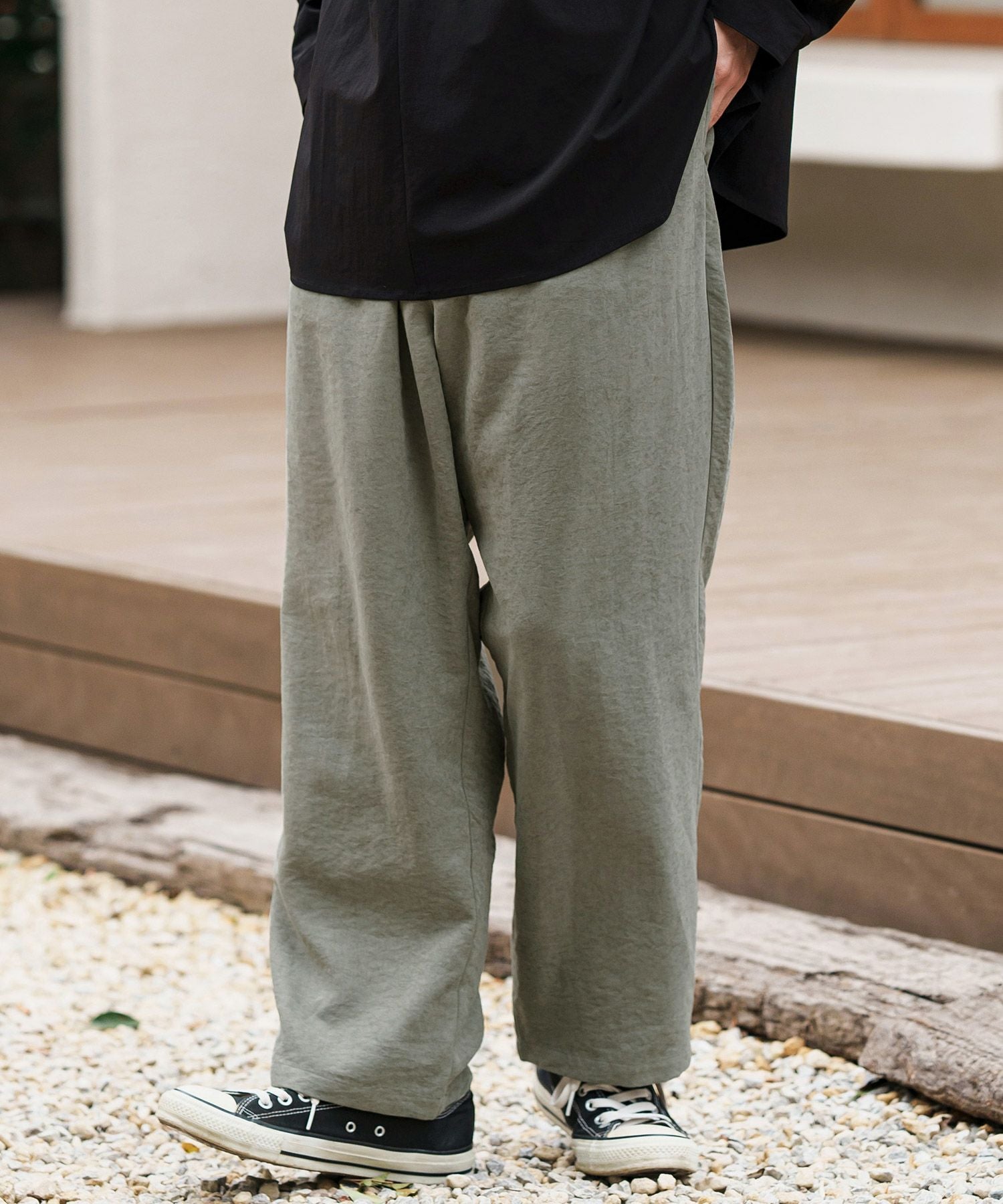 CAMBIO(カンビオ)】Peach Skin Wide Straight Pants ワイドストレート