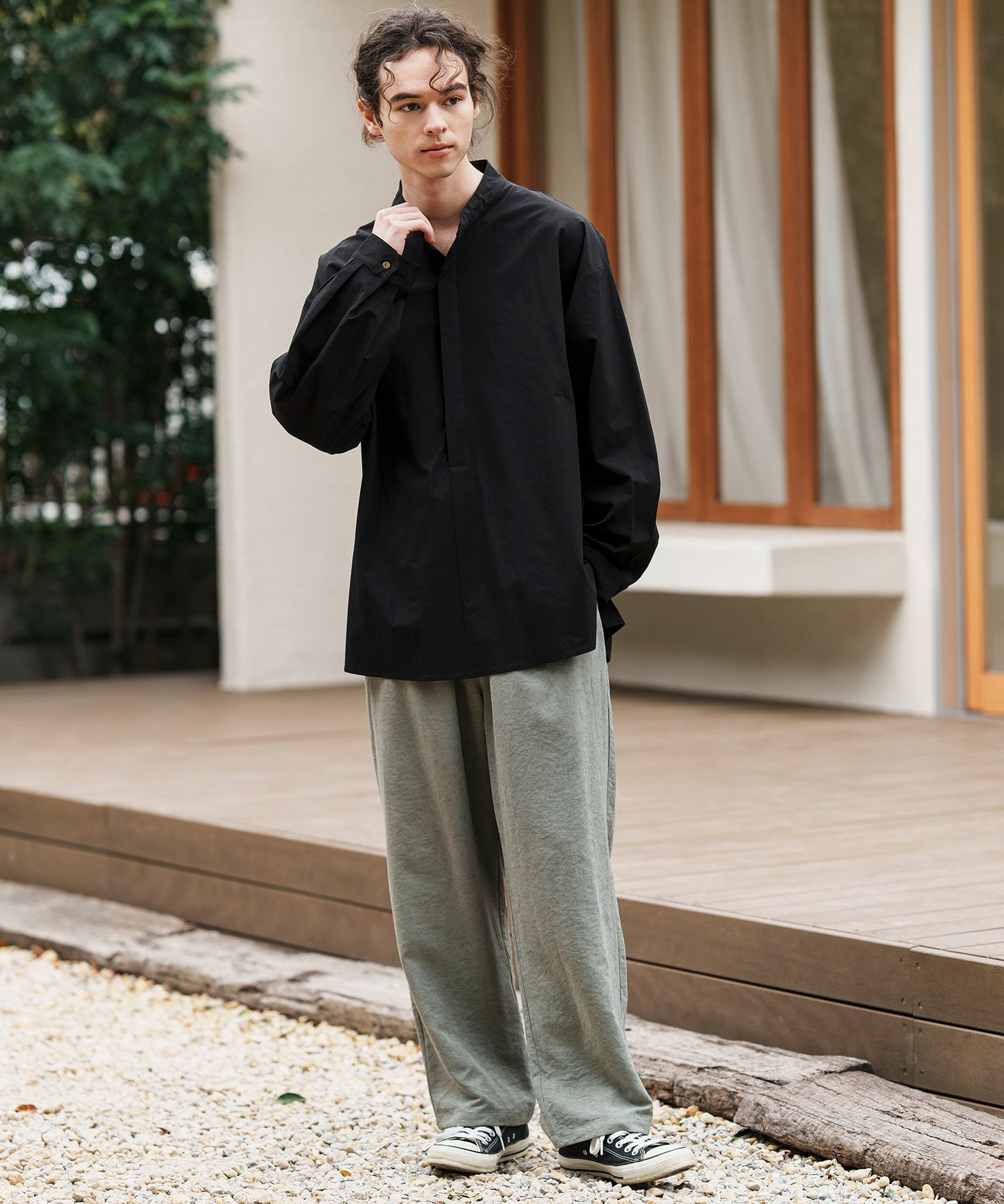 30%OFF【CAMBIO(カンビオ)】Peach Skin Wide Straight Pants ワイド