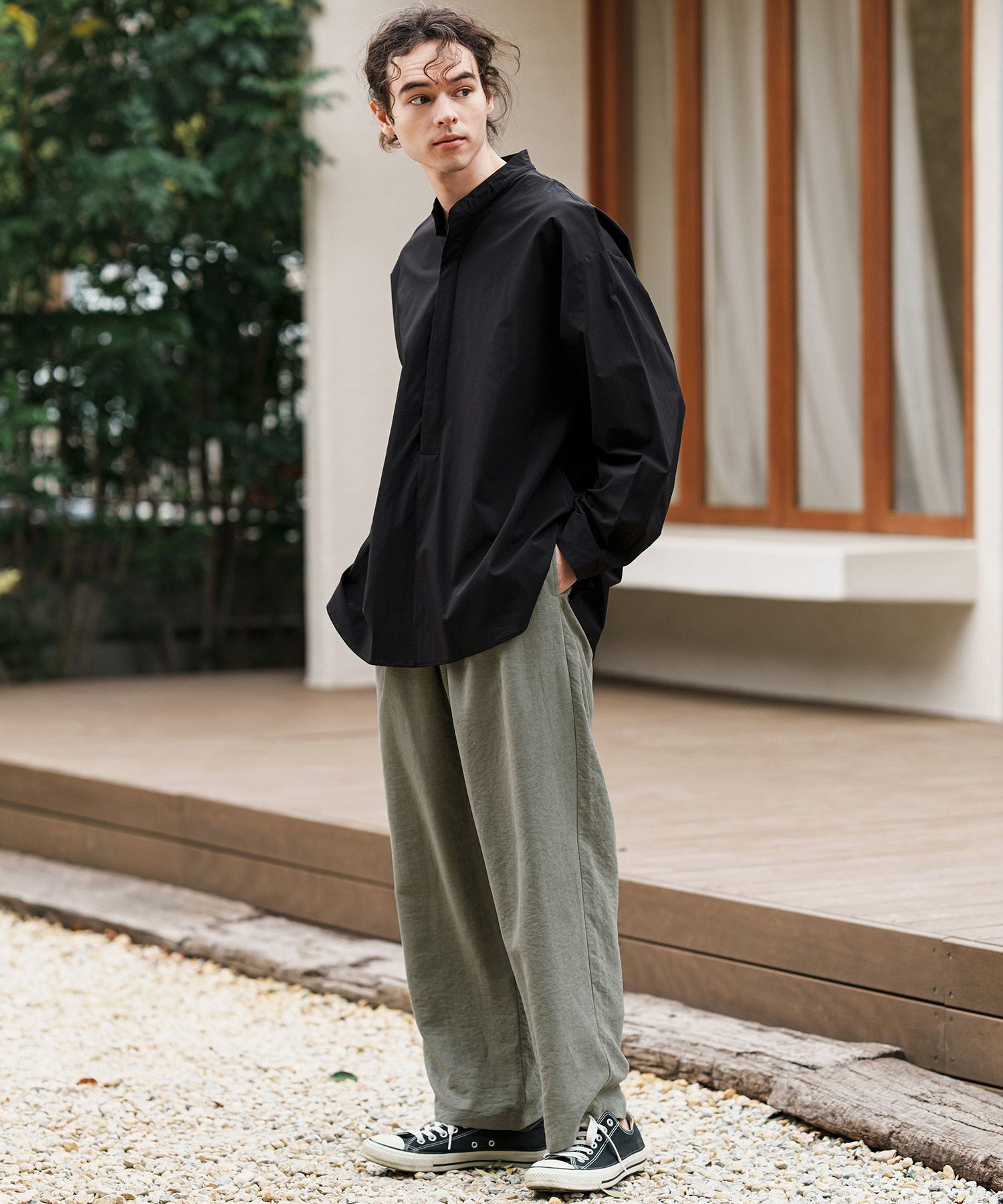 30%OFF【CAMBIO(カンビオ)】Peach Skin Wide Straight Pants ワイド