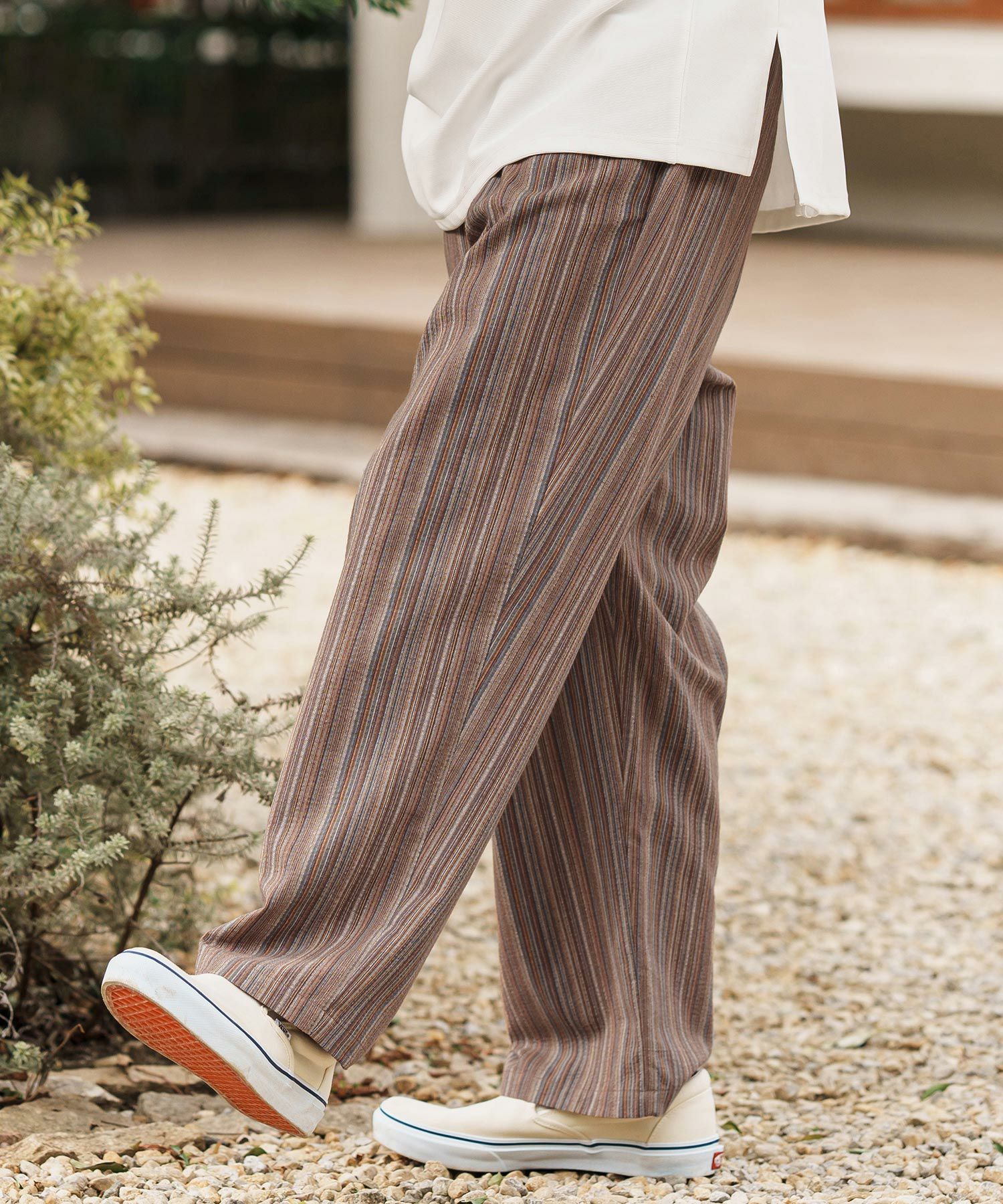CAMBIO(カンビオ)】Multi Stripe Wide Straight Pants ワイド