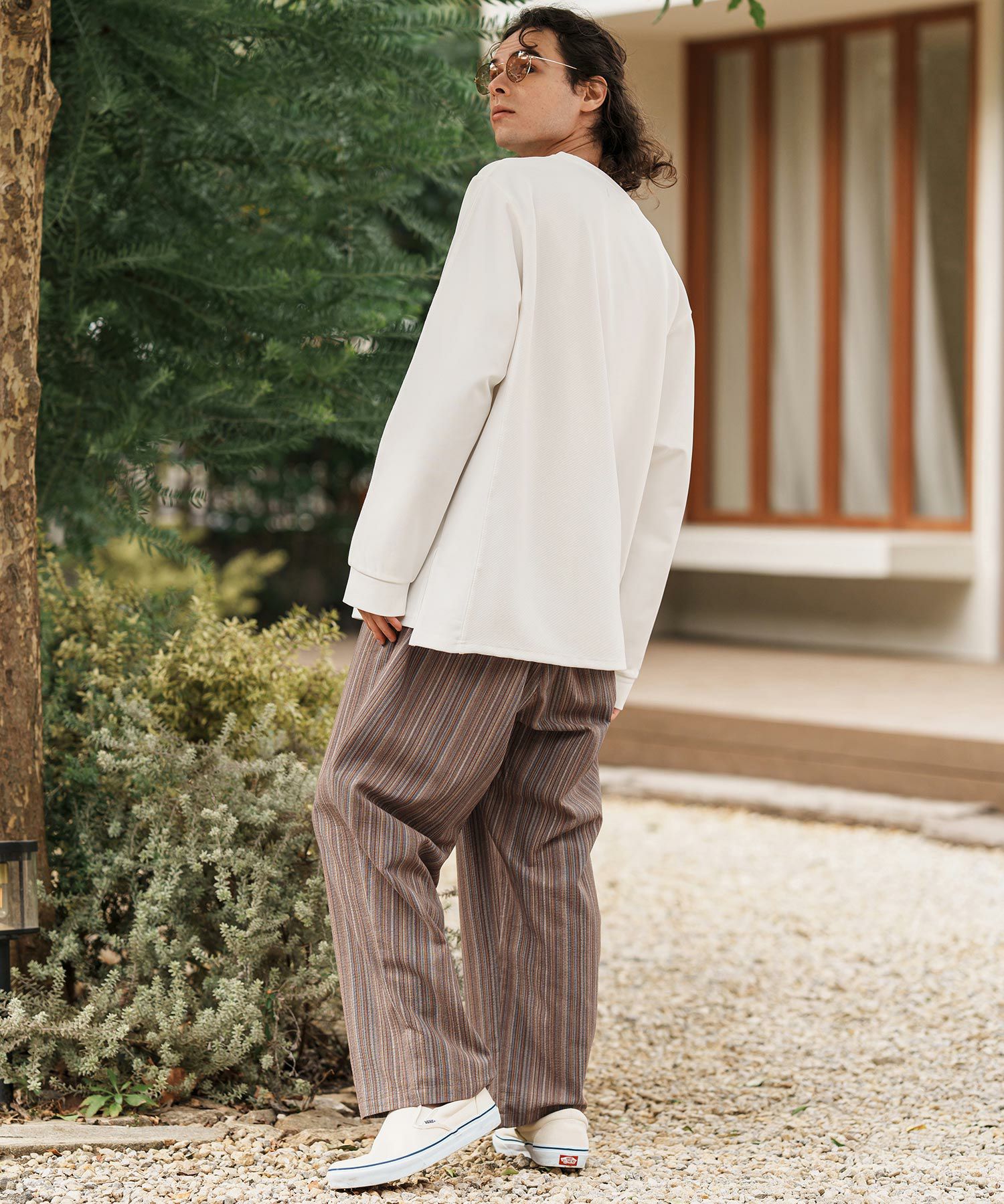 30%OFF【CAMBIO(カンビオ)】Multi Stripe Wide Straight Pants ワイド