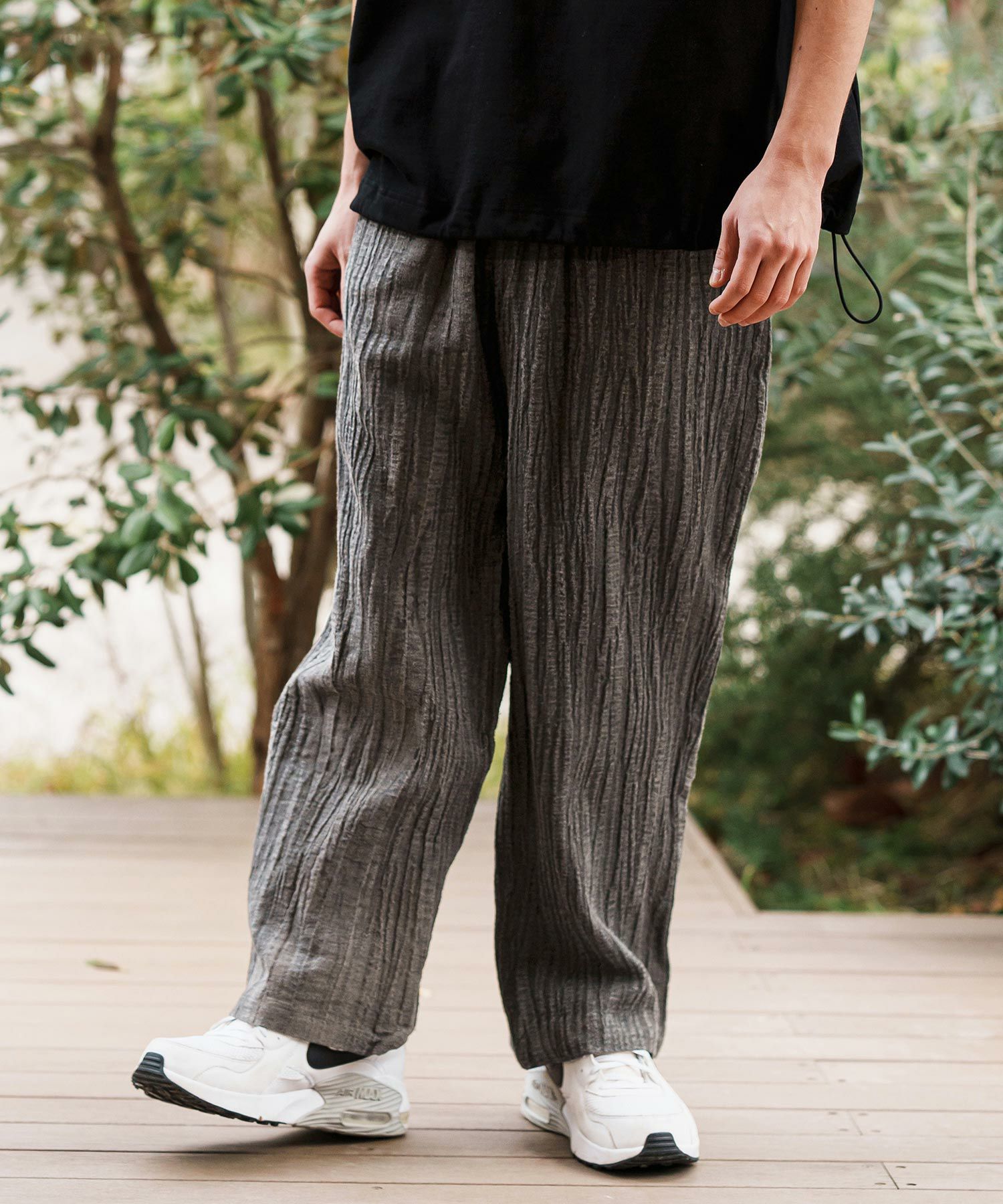 CAMBIO(カンビオ)】Cotton Linen Wide Straight Pants ワイド