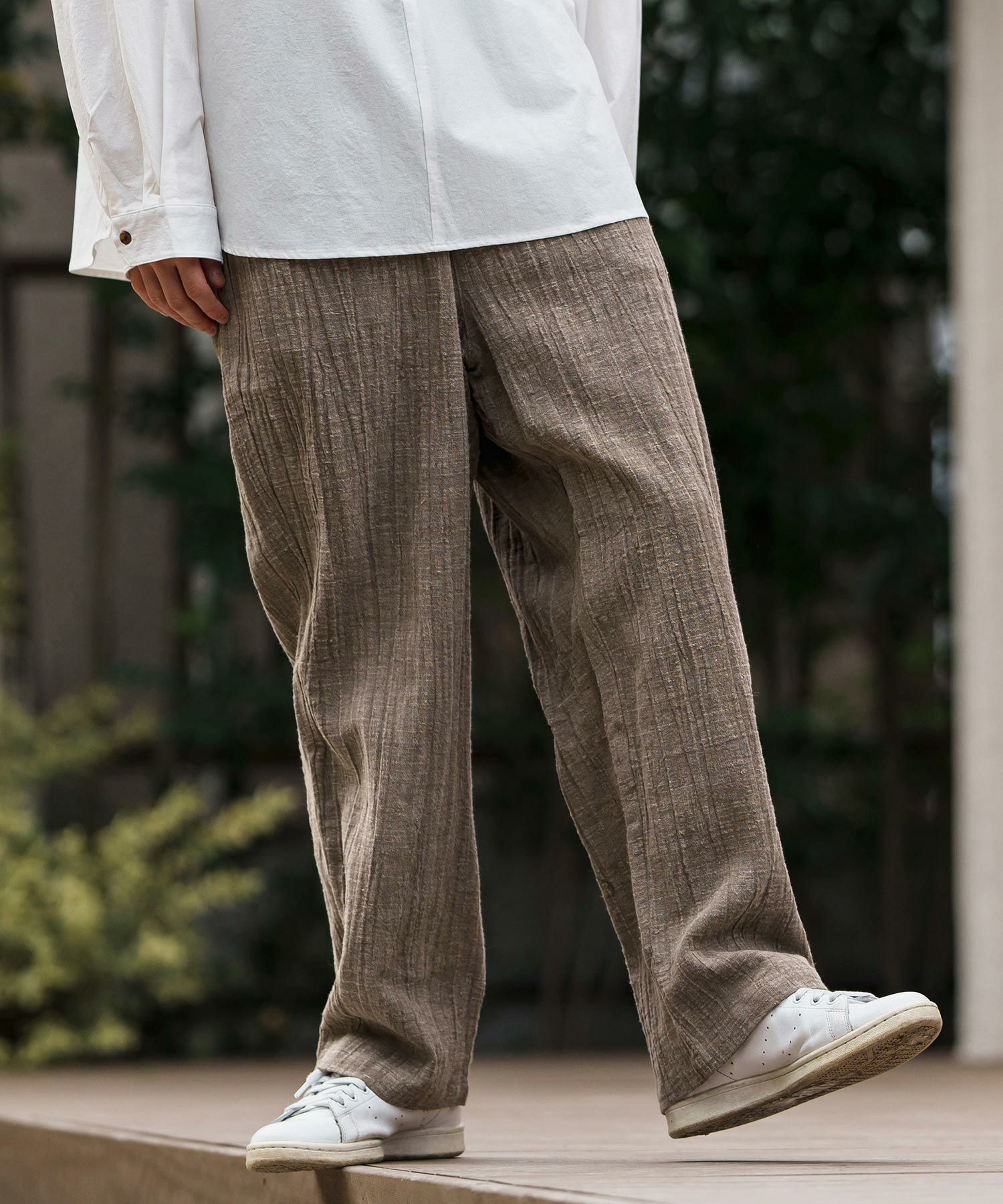 CAMBIO(カンビオ)】Cotton Linen Wide Straight Pants ワイド
