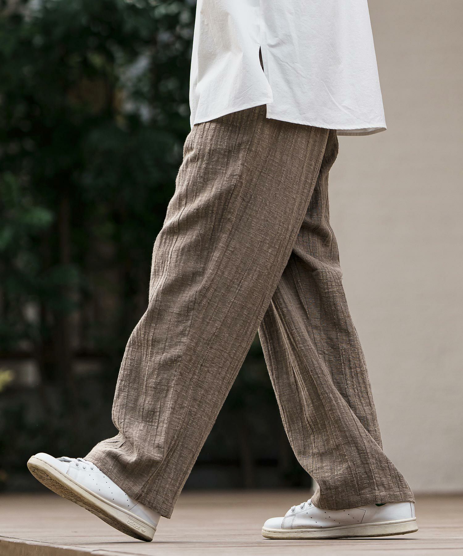CAMBIO(カンビオ)】Cotton Linen Wide Straight Pants ワイド