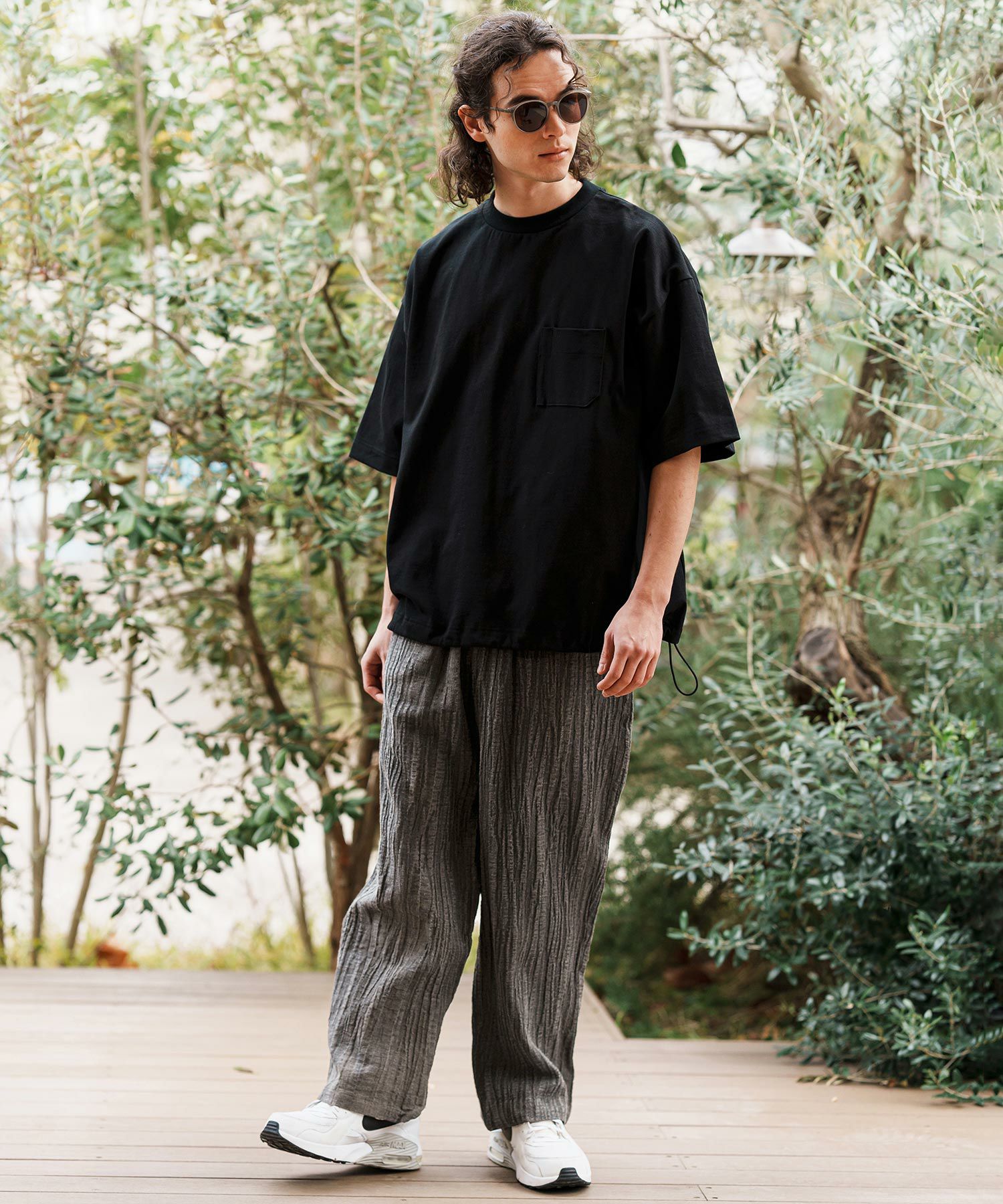 CAMBIO(カンビオ)】Cotton Linen Wide Straight Pants ワイド
