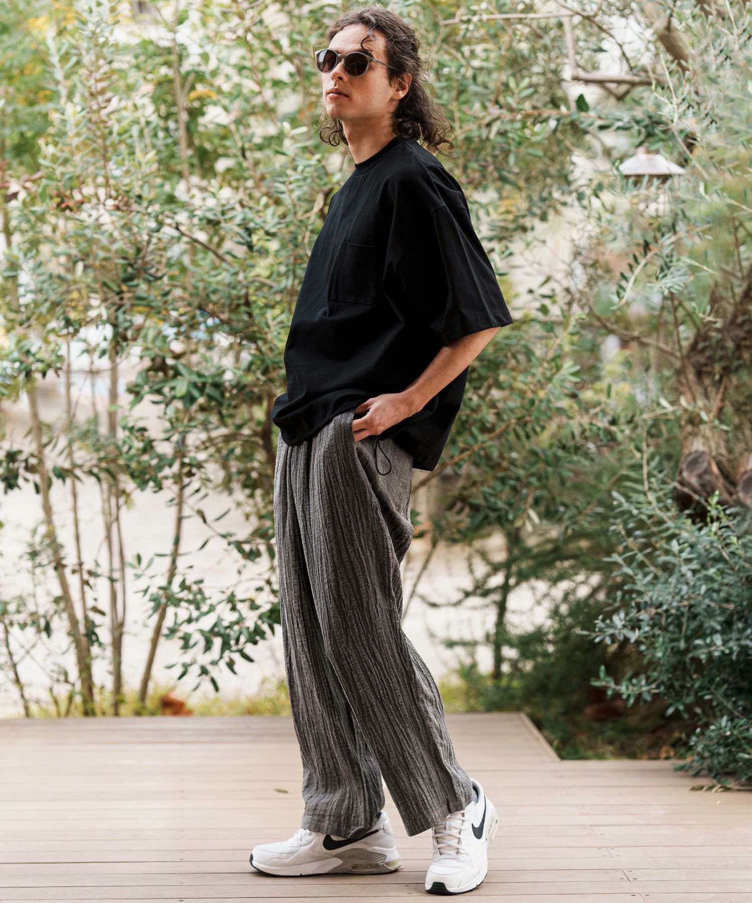CAMBIO(カンビオ)】Cotton Linen Wide Straight Pants ワイド