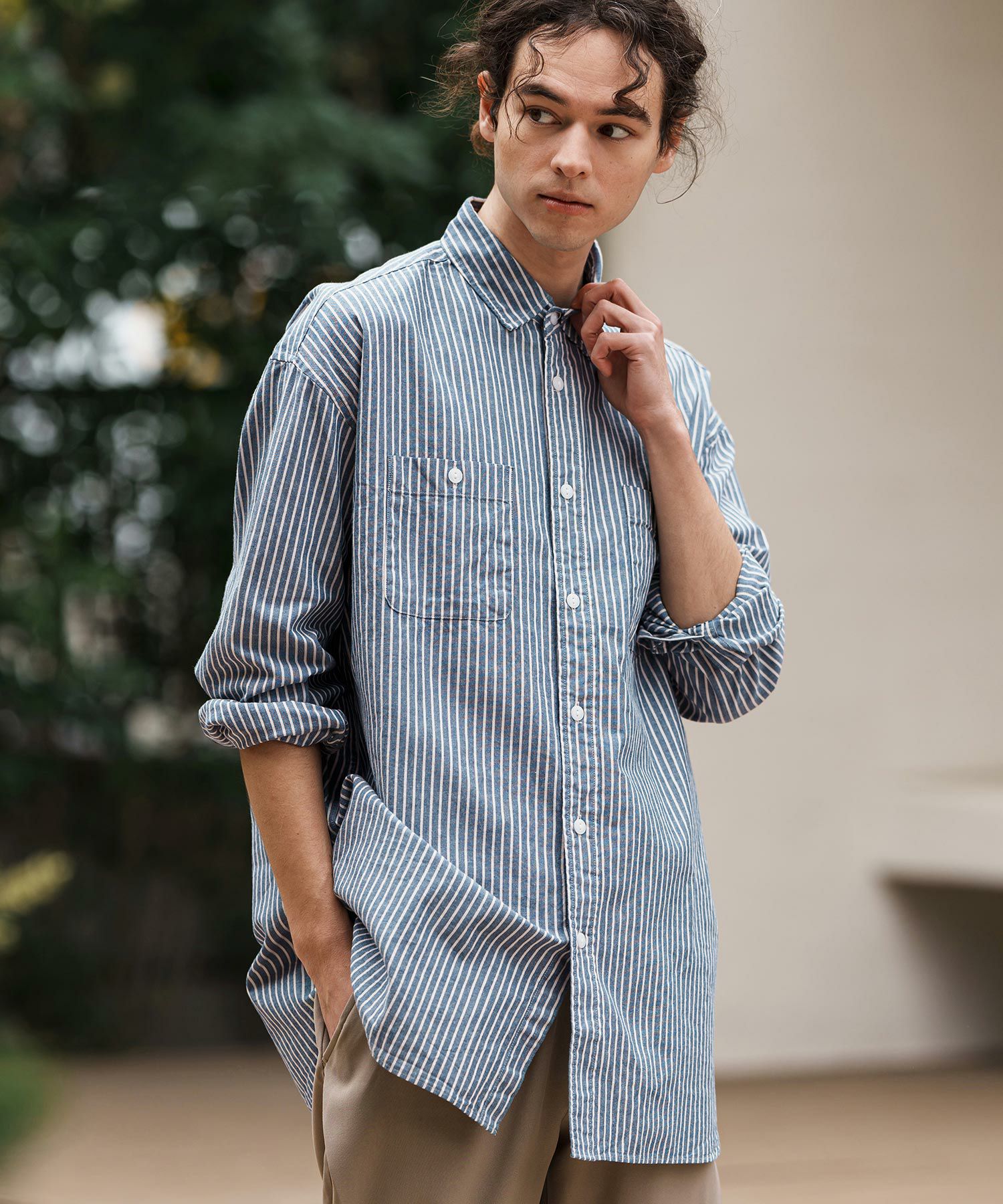 60%OFF【CAMBIO(カンビオ)】オックスストライプボクシーAラインLS