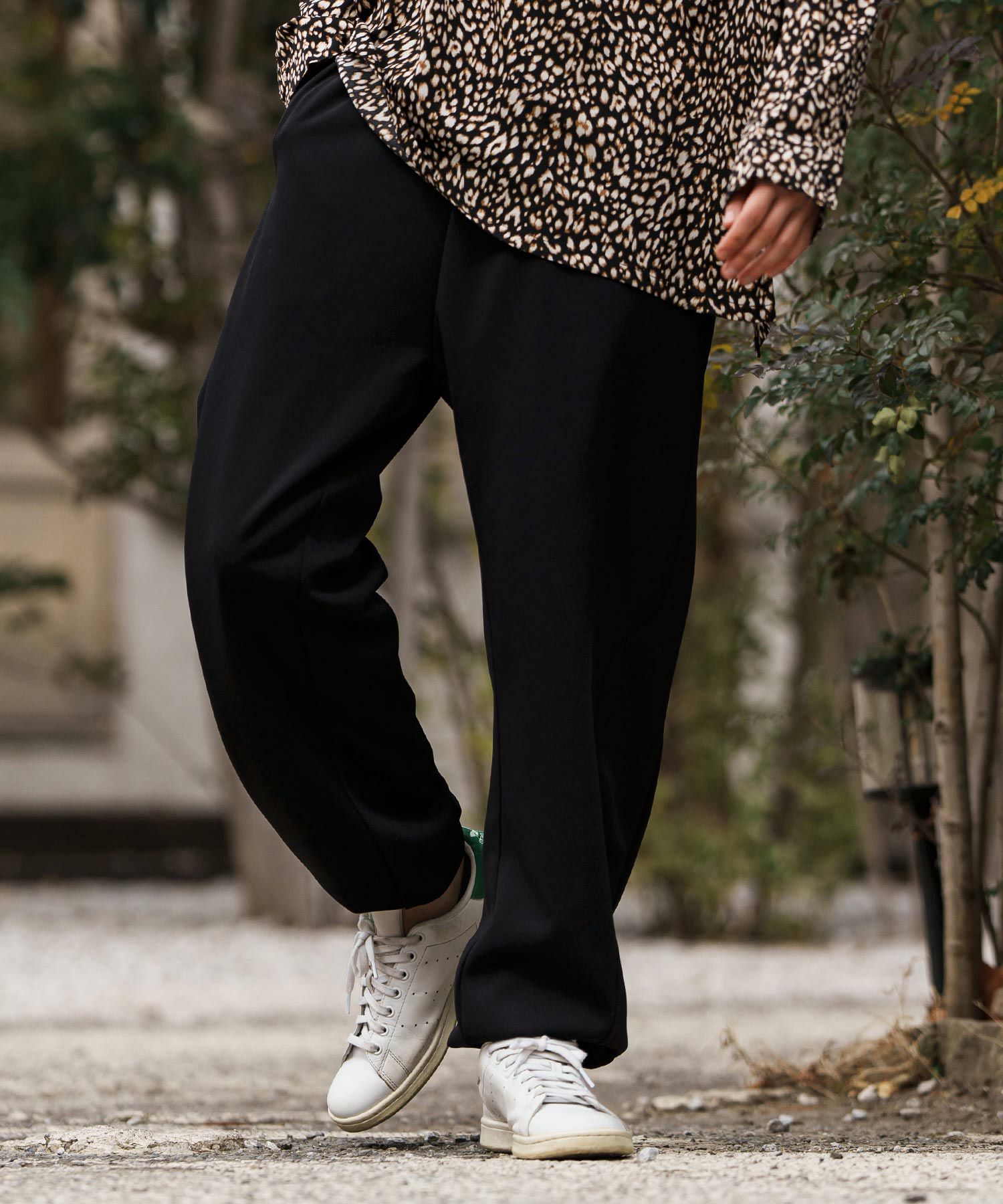 CAMBIO 黒 リブ編み ジョガーパンツ CAMBIO(カンビオ)】Tricot Waffle Jogger Pants ジョガーパンツ