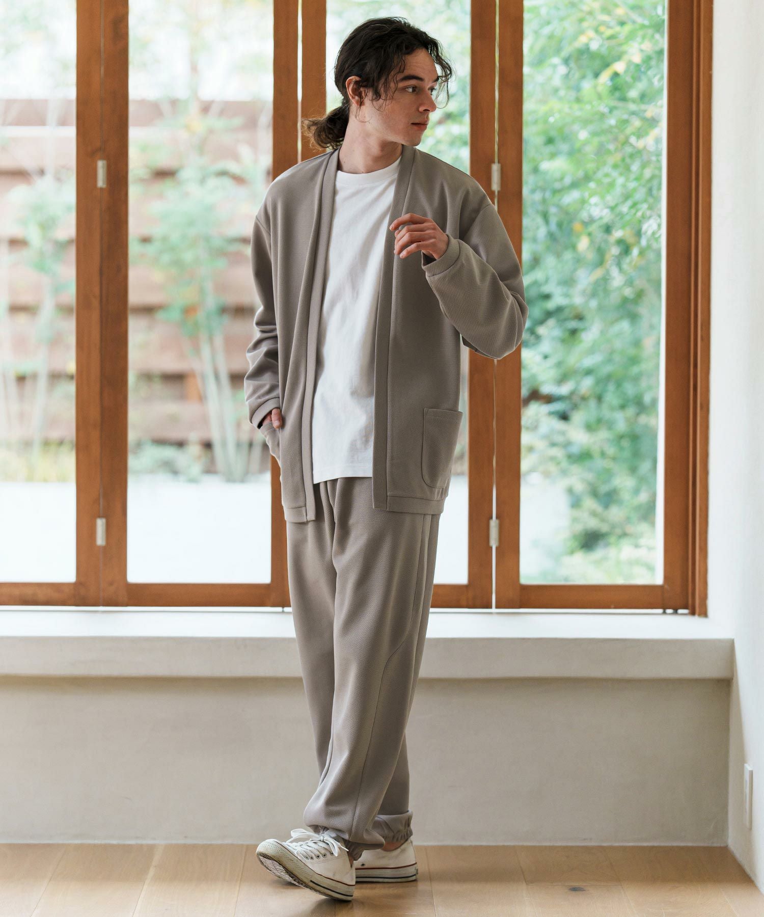 【ライトベージュ】トリコットサッカーボタンレスカーディガン トリコットサッカーボタンレスカーディガン｜MEN'S MELROSE（メンズ
