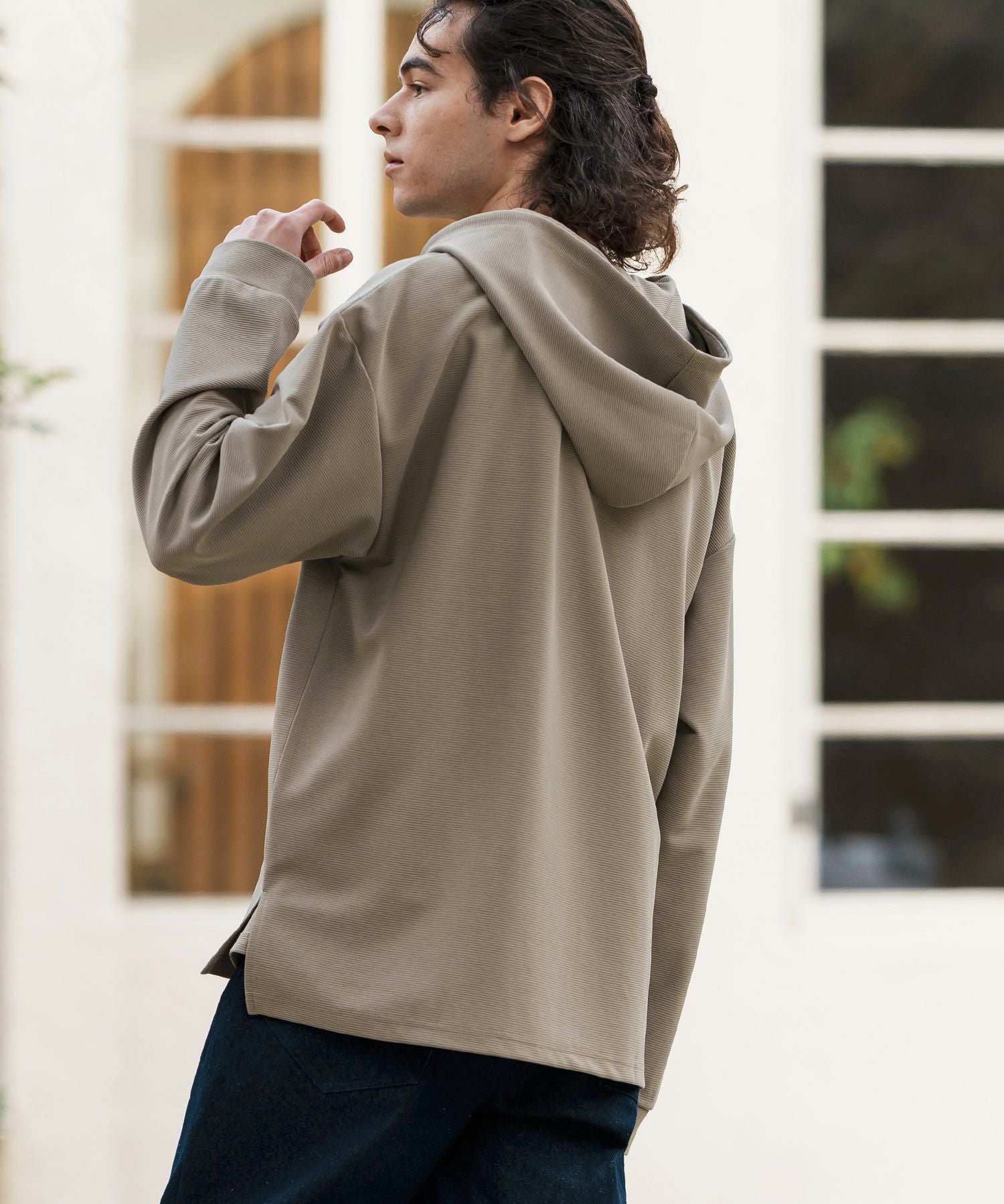 CAMBIO(カンビオ)】キーネックサイドスリットプルパーカー | CAMBIO