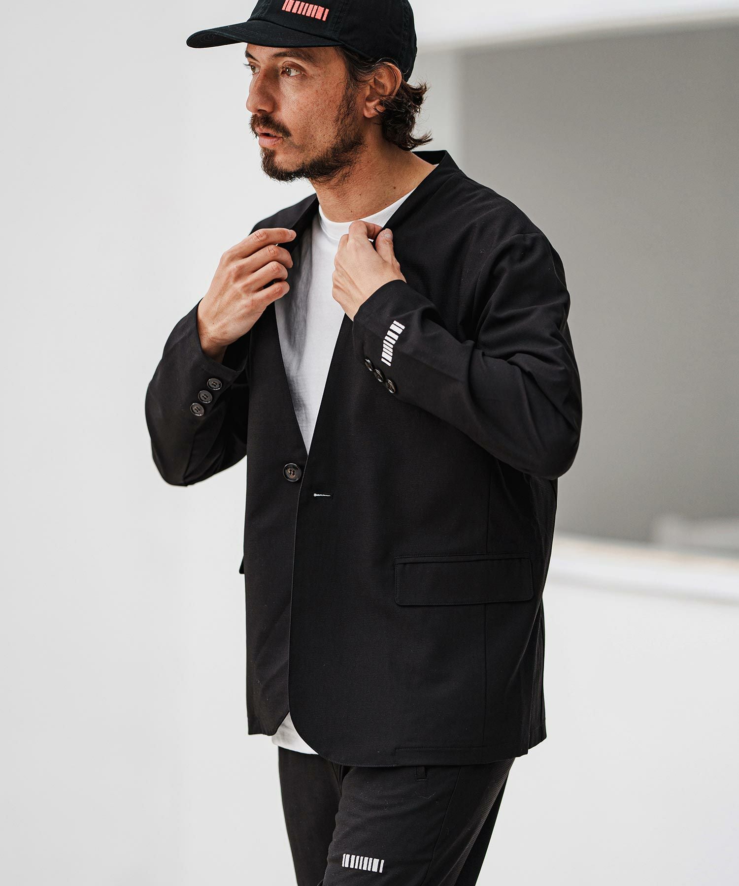 30%OFF【felkod(フィルコッド)】 Light Oxford Collarless Jacket ノー