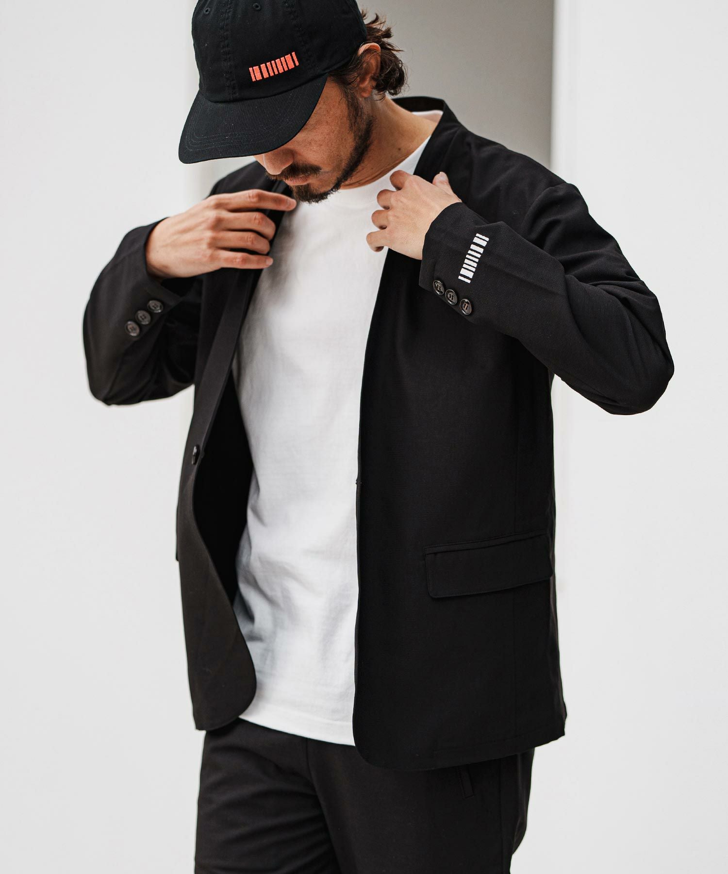 felkod(フィルコッド)】 Light Oxford Collarless Jacket ノーカラー