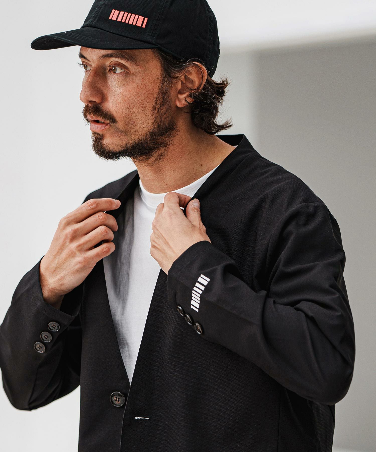 フィルコッド ノーカラージャケット ライダース felkod(フィルコッド)】 Light Oxford Collarless Jacket ノーカラー