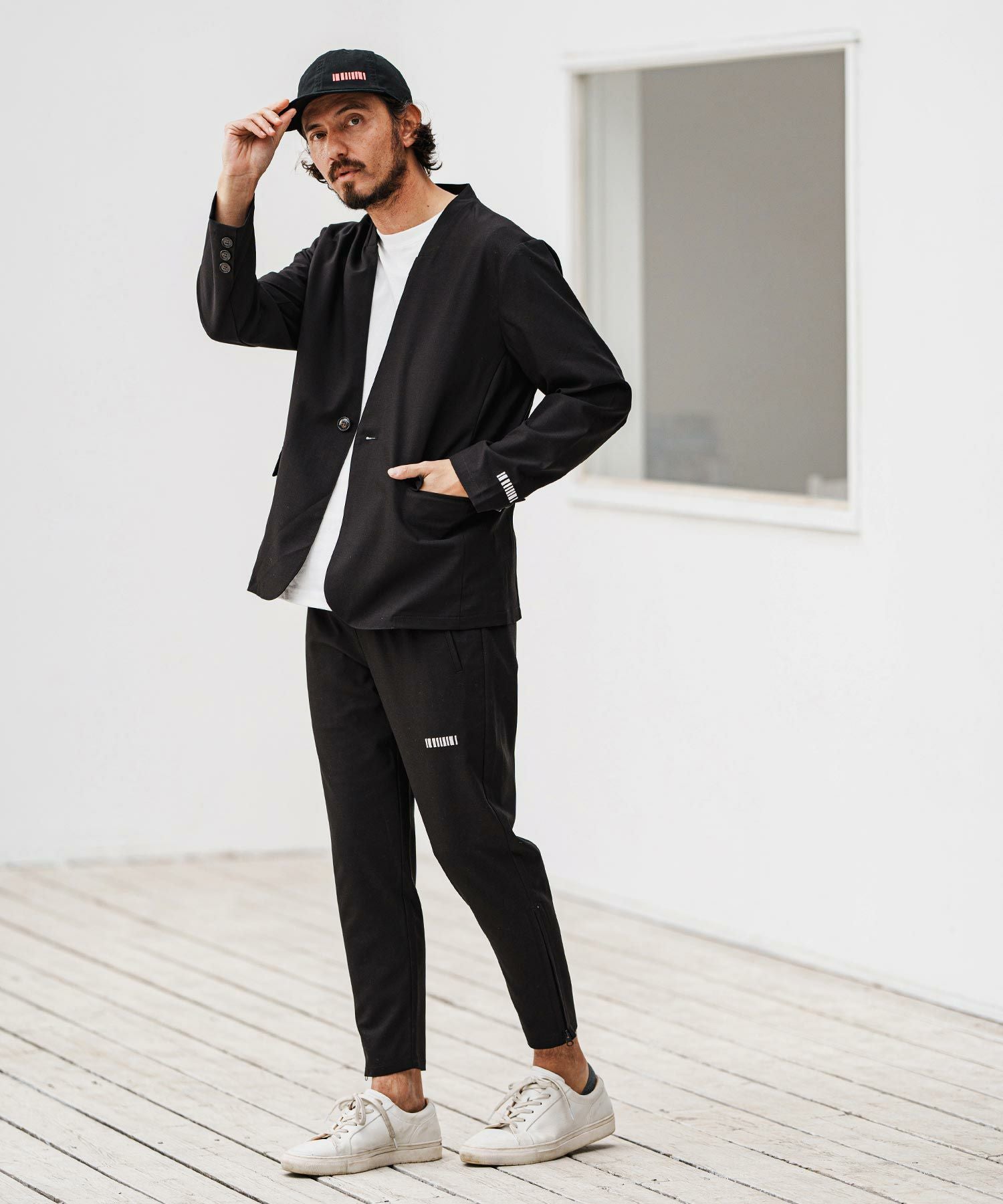 フィルコッド ノーカラージャケット ライダース felkod(フィルコッド)】 Light Oxford Collarless Jacket ノーカラー