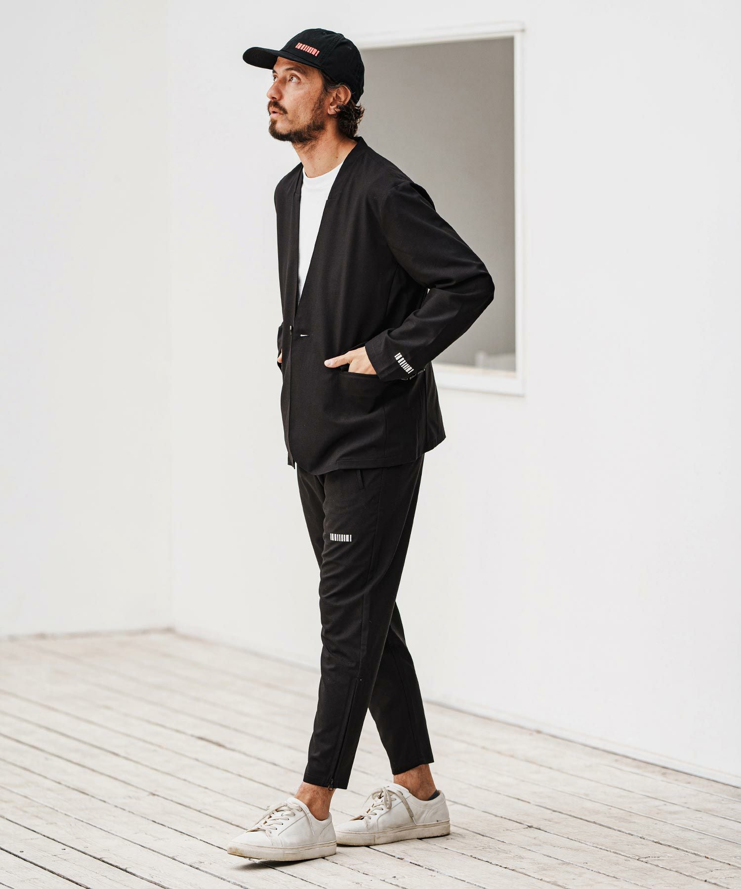 30%OFF【felkod(フィルコッド)】 Light Oxford Collarless Jacket ノー