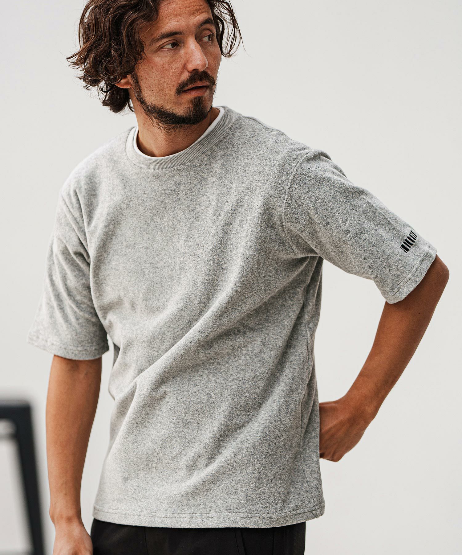 felkod cut sew Tシャツ(F25S160) top gray 50%OFF【felkod(フィルコッド)】Cotton Pile Cut sew Tシャツ(F25S160