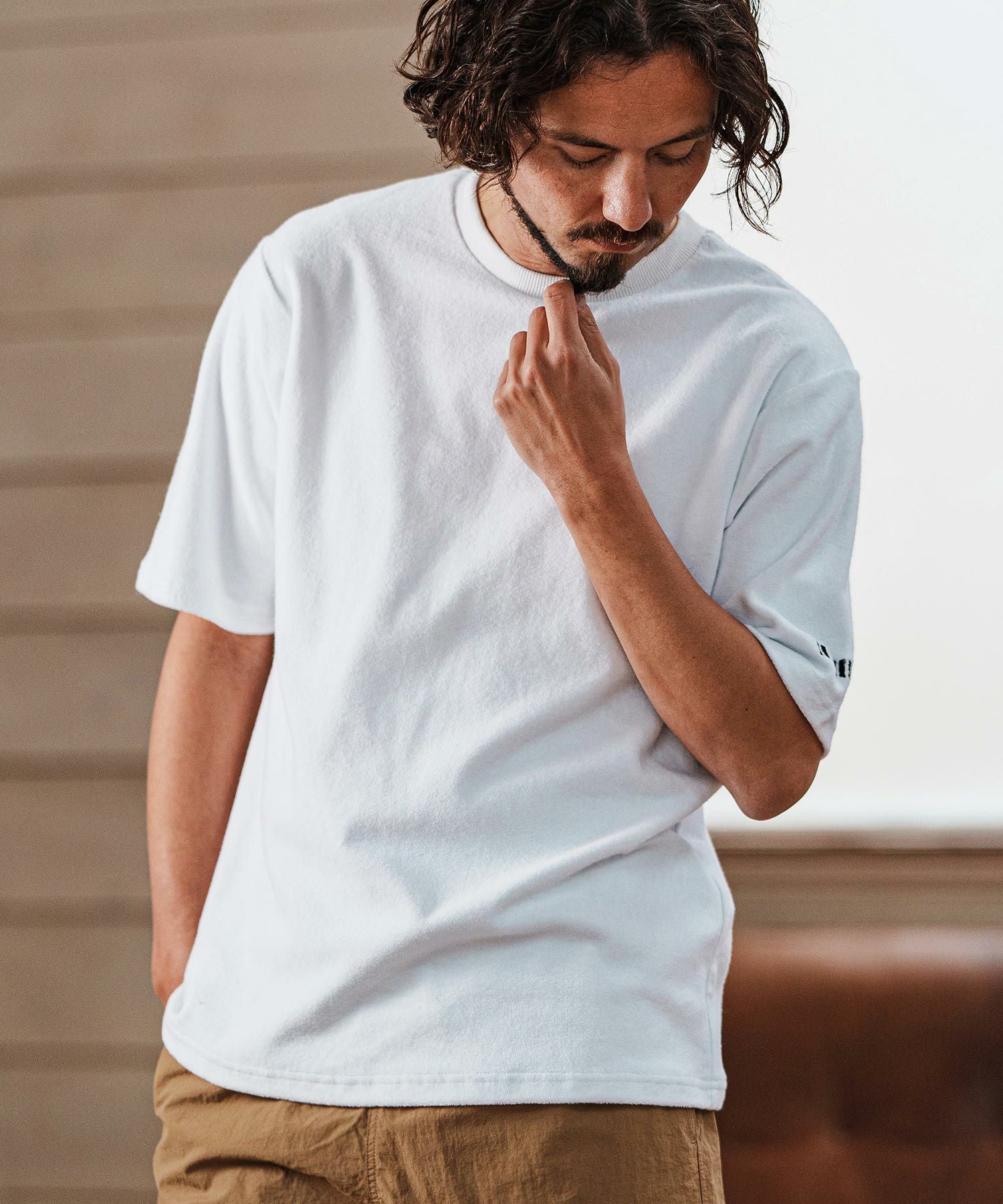 50%OFF【felkod(フィルコッド)】Cotton Pile Cut sew Tシャツ(F25S160