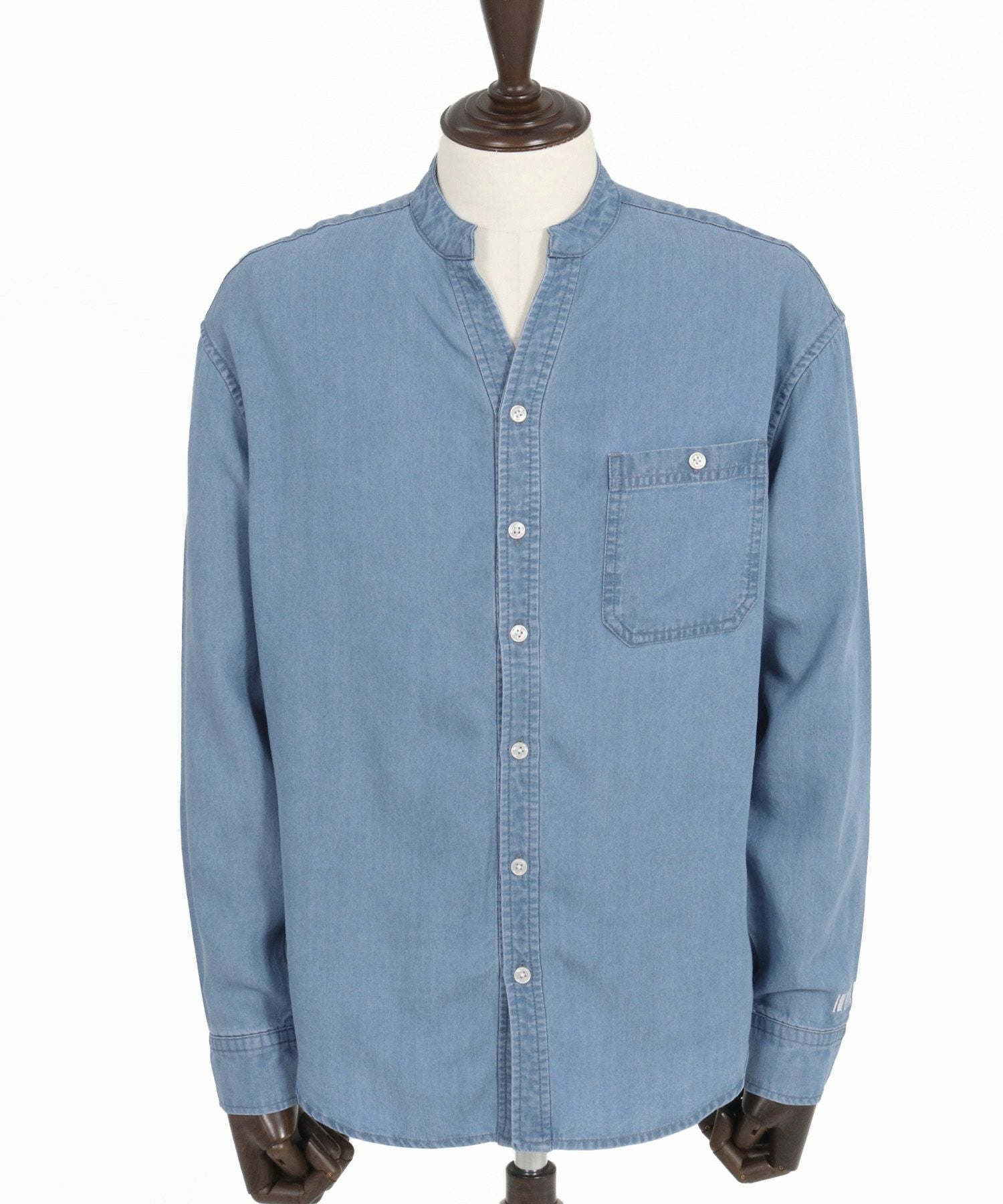 felkod(フィルコッド)】Chambray Band collar Long Sleeve Shirts