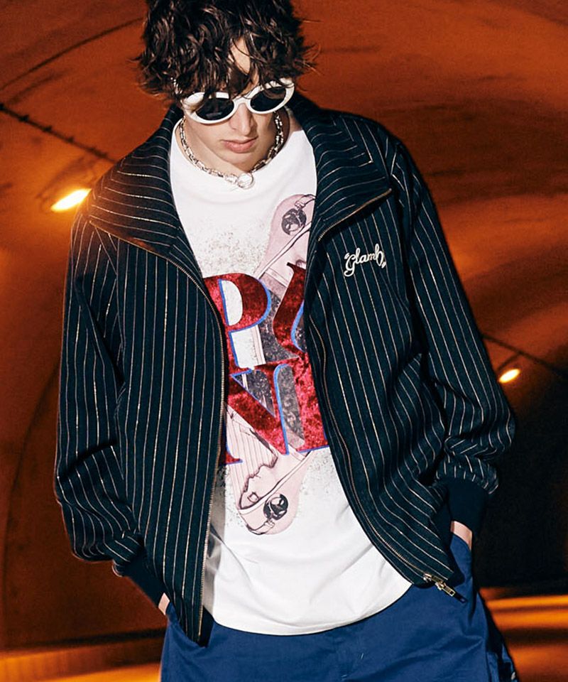 glamb(グラム)】Sparkle Stripe Track Jacket スパークルストライプ