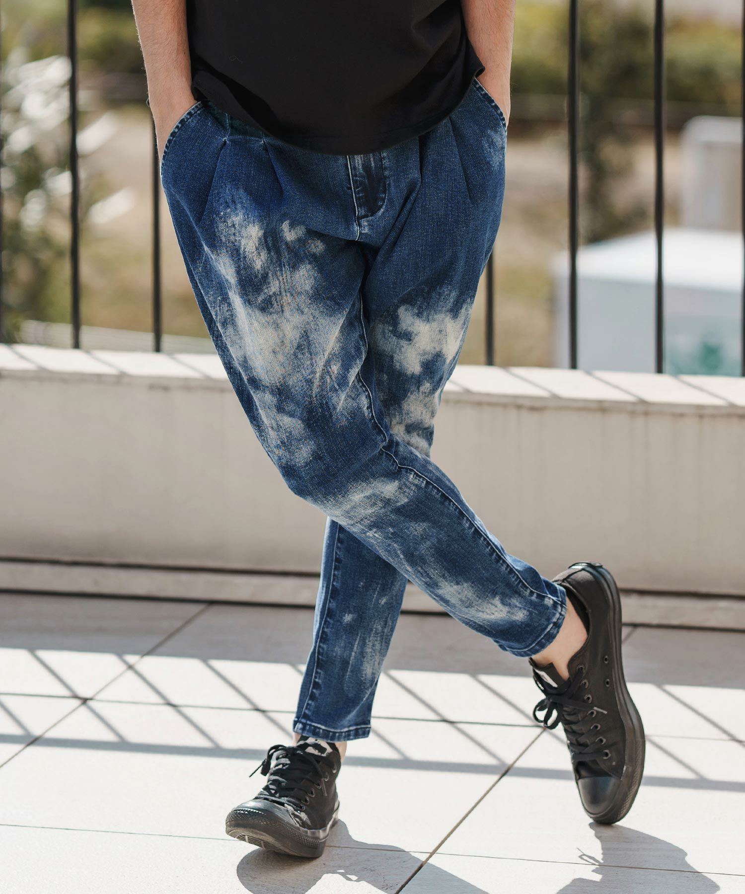 30%OFF【CAMBIO(カンビオ)】Random Bleach Unique Silhouette Pants