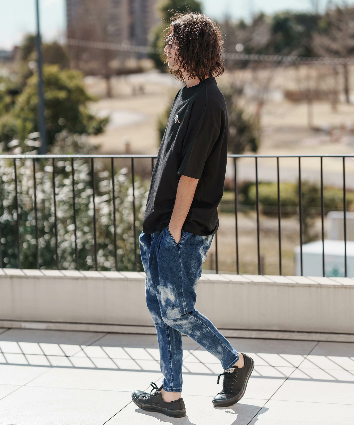 パンツ Senio Second - R-4 Remake Denim Pants CAMBIO(カンビオ)】Random Bleach Unique Silhouette Pants デニム