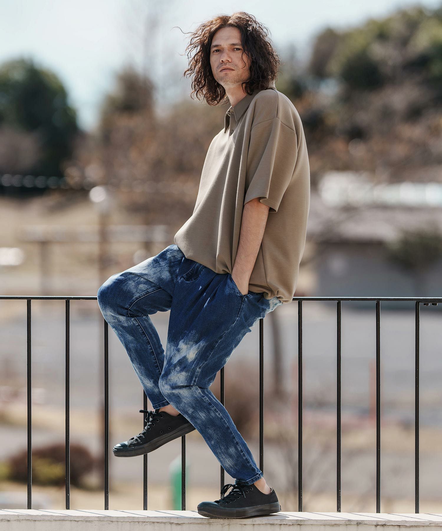 30%OFF【CAMBIO(カンビオ)】Random Bleach Unique Silhouette Pants