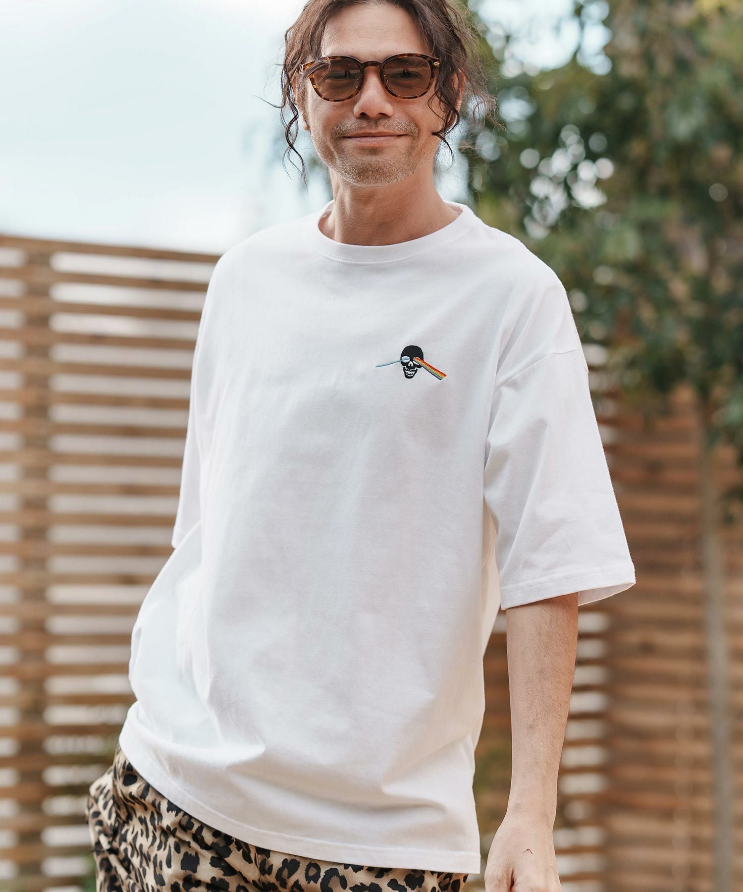 50%OFF【CAMBIO(カンビオ)】刺繍T_Skull rainbow Tシャツ(CASD-146