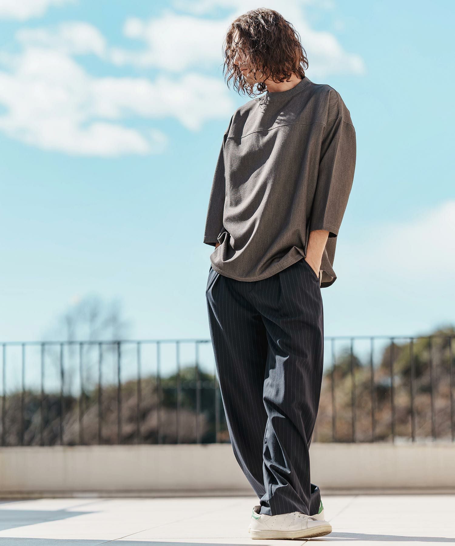 【新品】　CAMBIO（カンビオ）メンズ　ストライプワイドスラックス 予約販売サイズ・カラーにより納期異なる】【CAMBIO(カンビオ