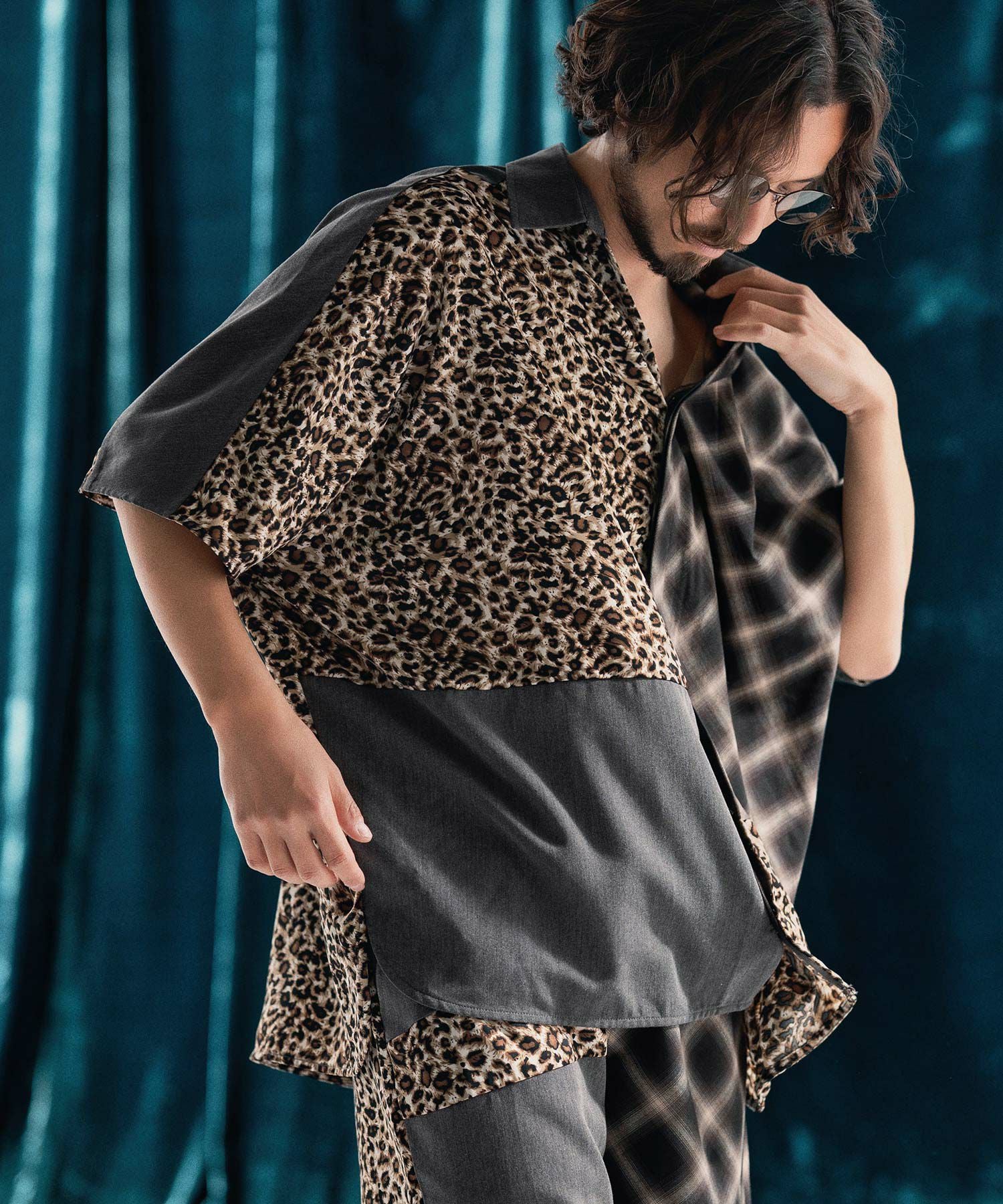 30%OFF【ANGENEHM(アンゲネーム)】Switching design poncho shirt
