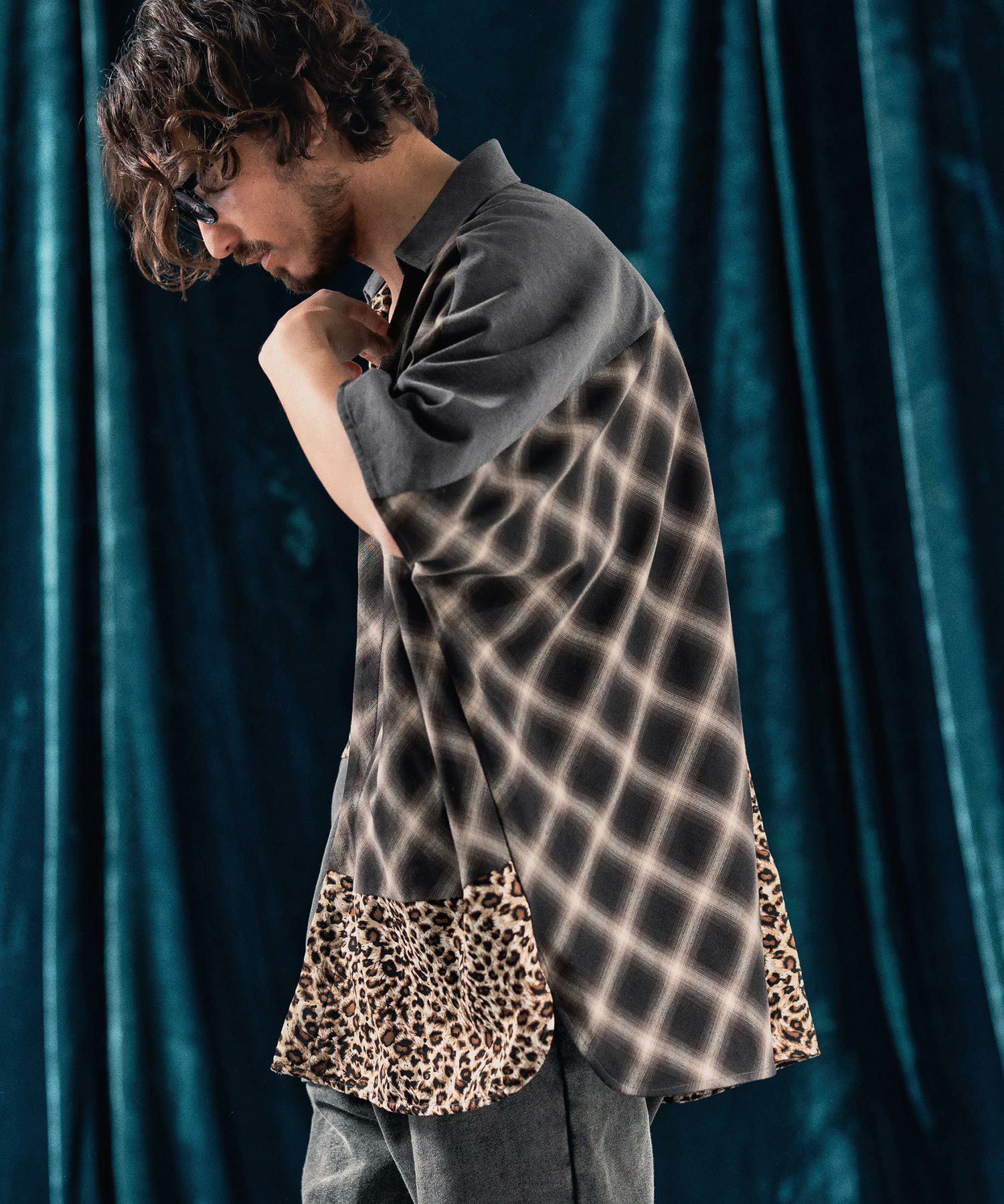 30%OFF【ANGENEHM(アンゲネーム)】Switching design poncho shirt