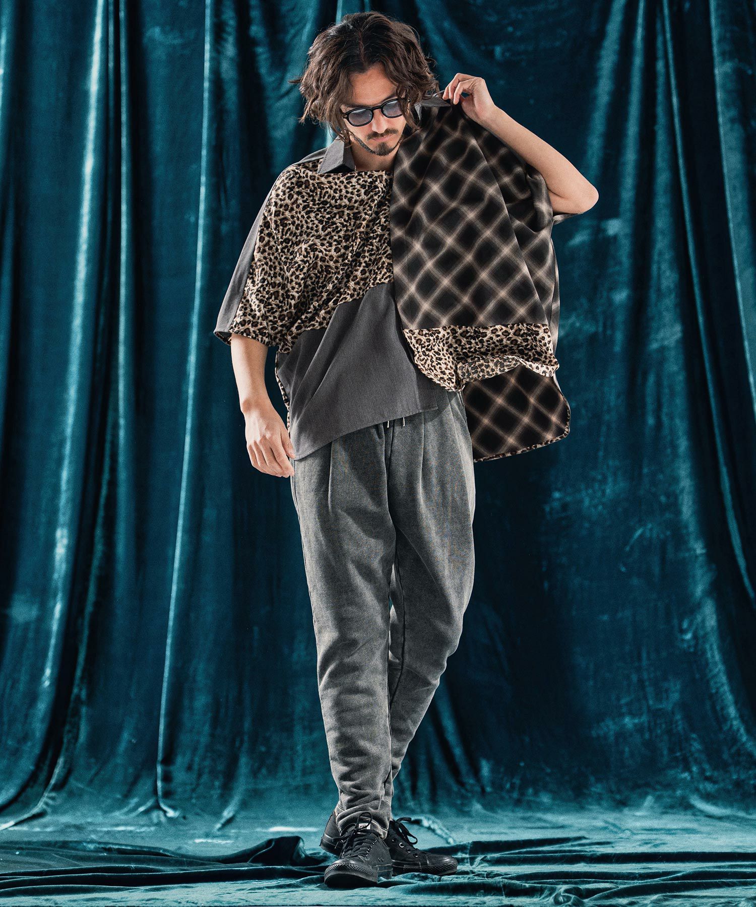 30%OFF【ANGENEHM(アンゲネーム)】Switching design poncho shirt