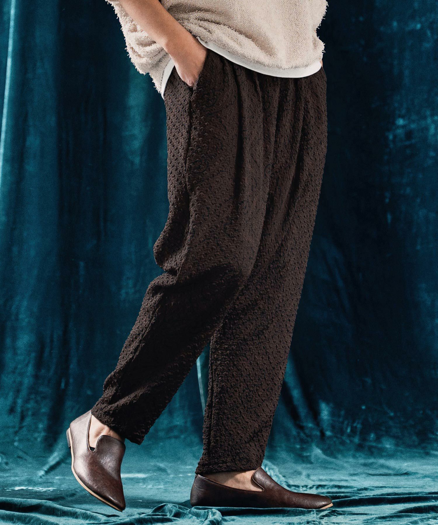 風間商店！ 30%OFF【ANGENEHM(アンゲネーム)】Seersucker fabric tapered pants