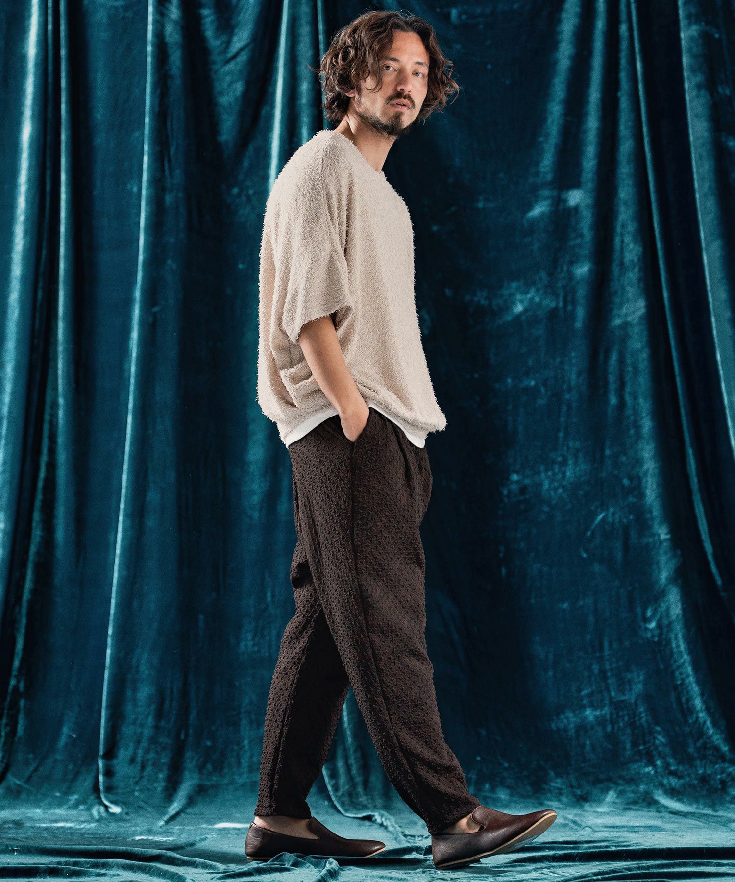 30%OFF【ANGENEHM(アンゲネーム)】Seersucker fabric tapered pants