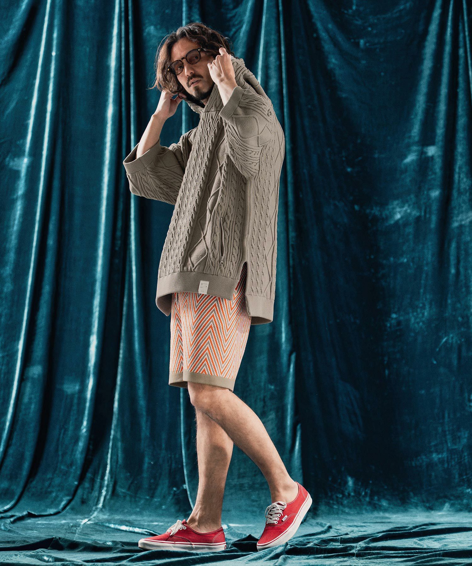 50%OFF【ANGENEHM(アンゲネーム)】Airy yarn wide herringbone shorts