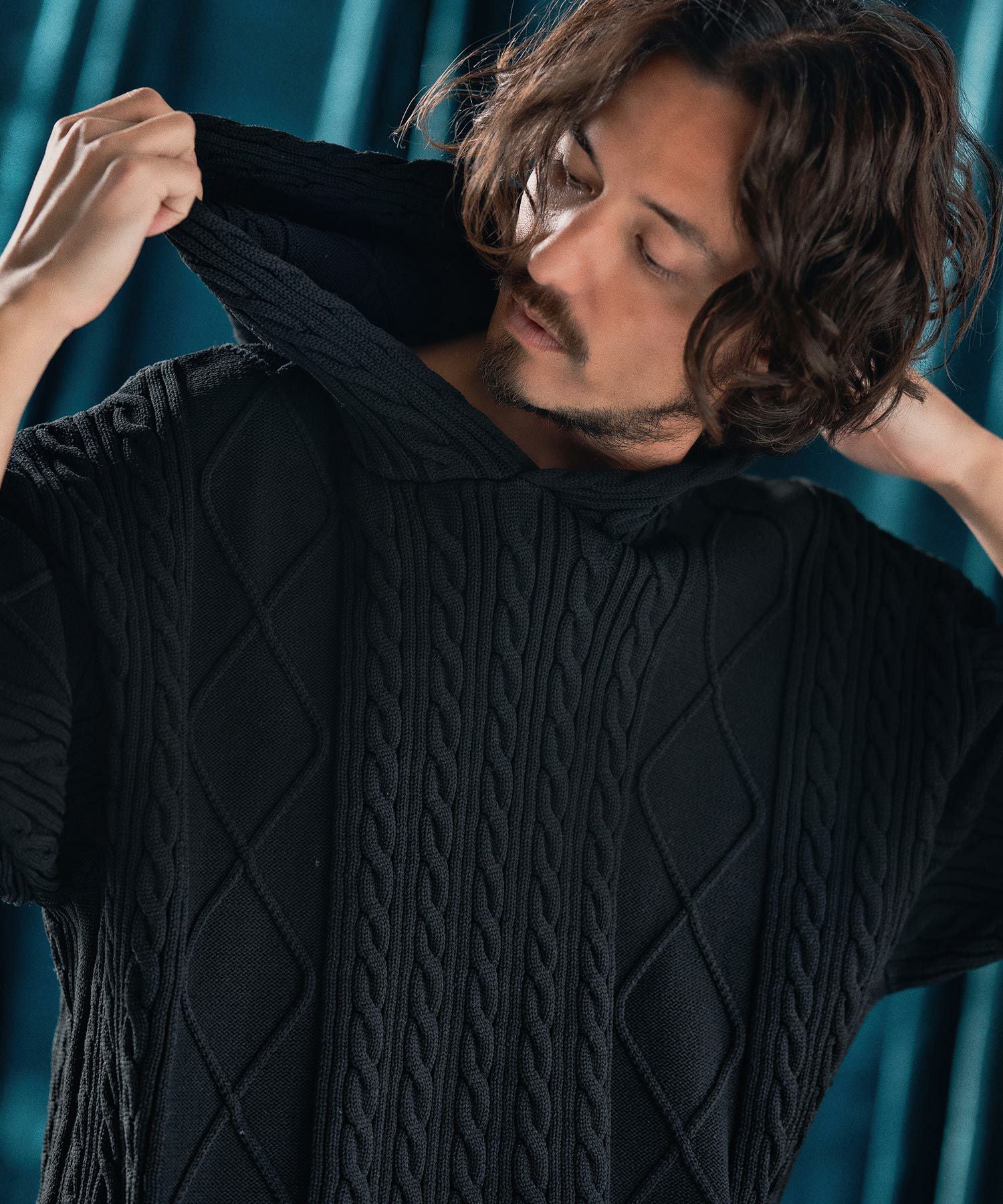 ANGENEHM cable stitch short sleeve パーカー ANGENEHM（アンゲネーム） パーカー mpa3414- Light yarn cable stitch