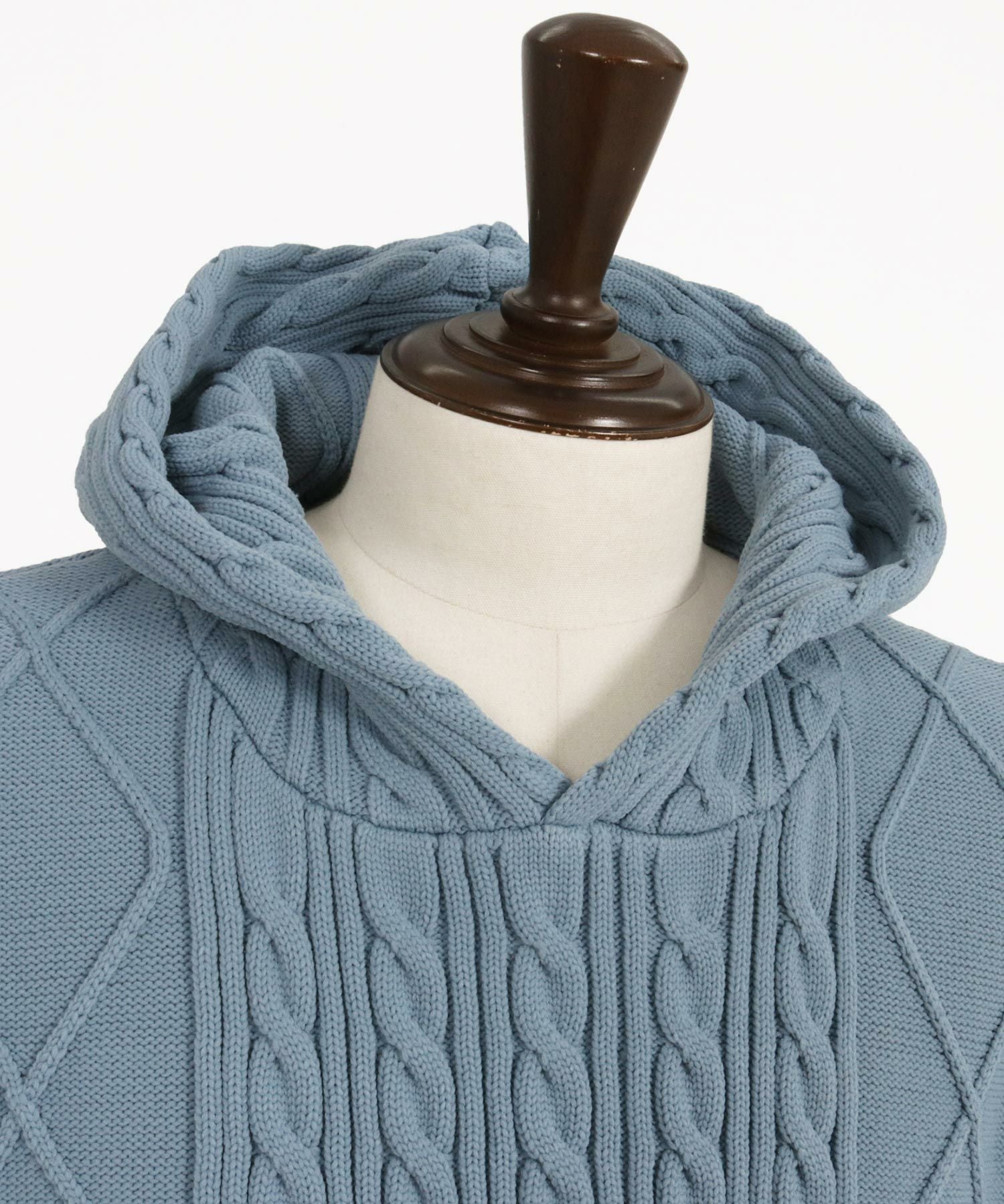 ANGENEHM ニットフーディー　新品 ANGENEHM(アンゲネーム)】Airy yarn cable stitch short sleeve hoodie