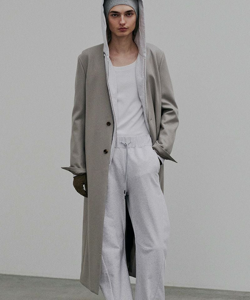 ATTACHMENT(アタッチメント)】2-90 DOUBLE MELTON COLLARLESS MAXI