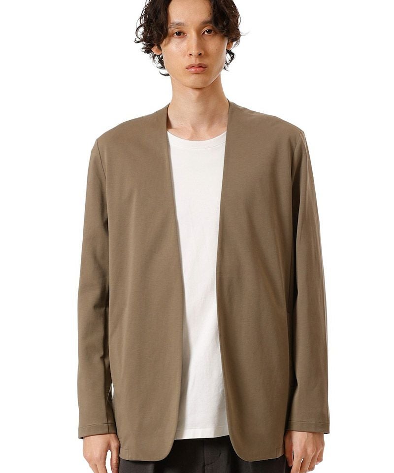 ATTACHMENT(アタッチメント)】 COTTON DOUBLE FACECOLLARLESS CARDIGAN