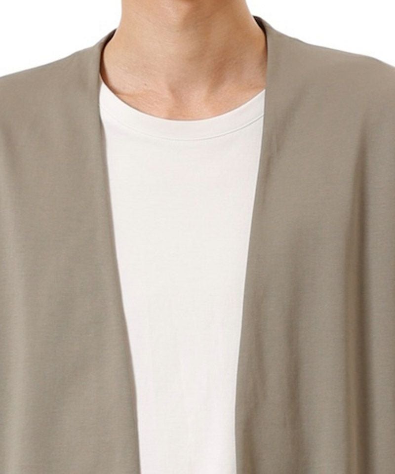 ATTACHMENT(アタッチメント)】 COTTON DOUBLE FACECOLLARLESS CARDIGAN