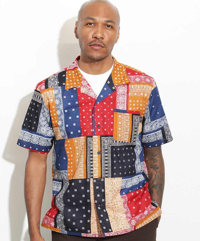 30%OFF【ROTAR(ローター)】Bandana Cloth Open Collar Shirt シャツ