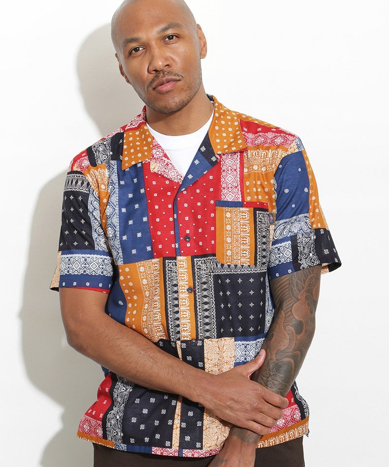 30%OFF【ROTAR(ローター)】Bandana Cloth Open Collar Shirt シャツ